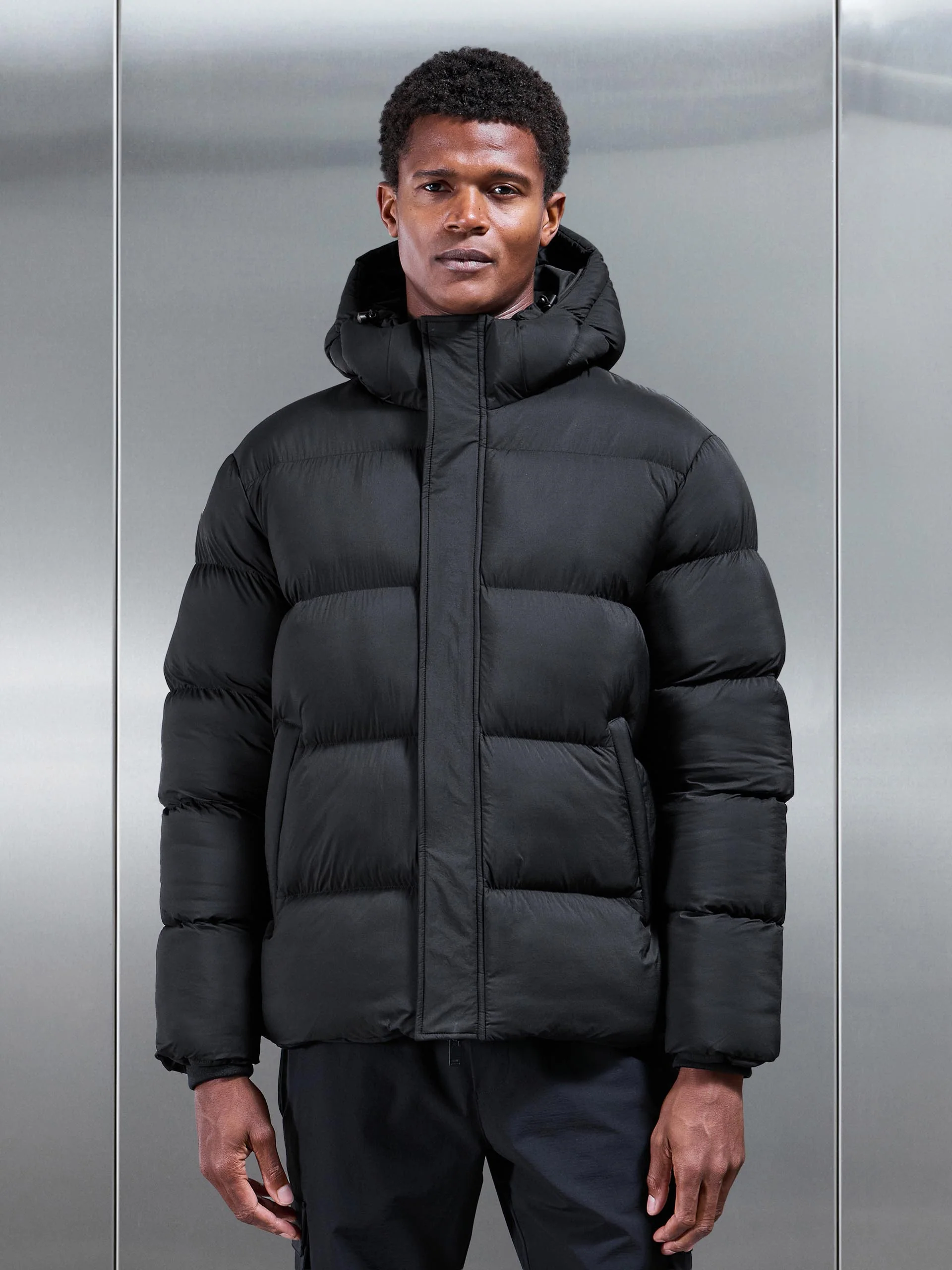 Matte Short Puffer Jacket in Black - Image 6