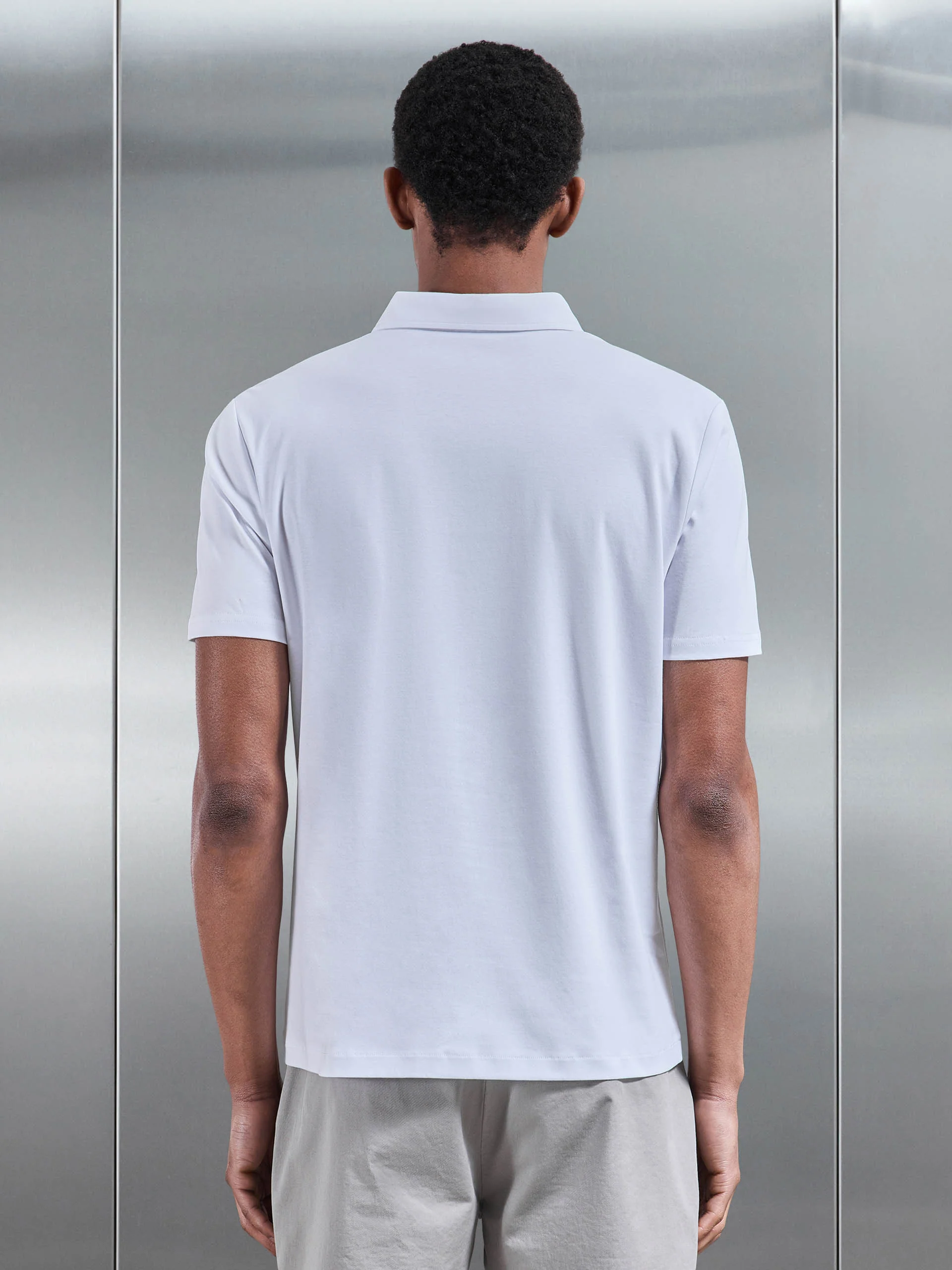 Mercerised Interlock Button Through Shirt in White - Image 3