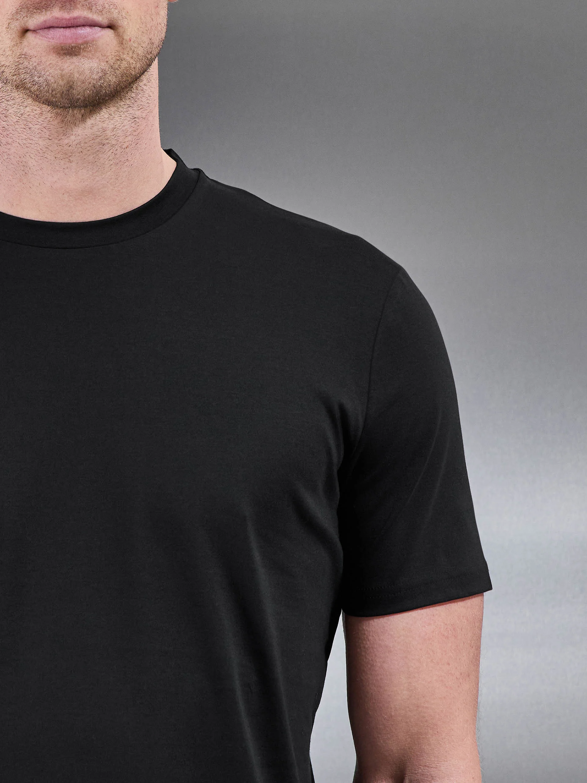 Mercerised Interlock T-Shirt in Black - Image 4