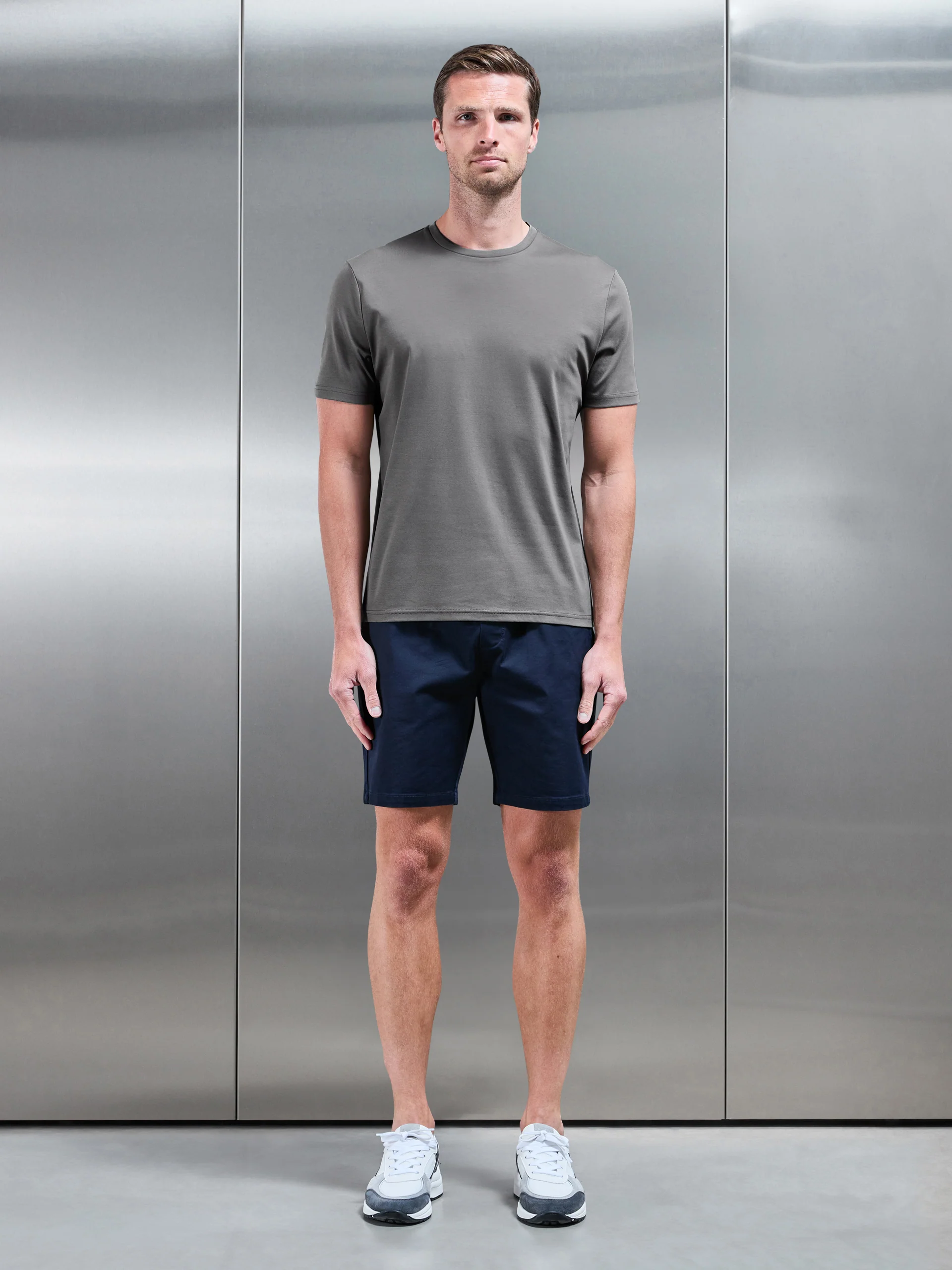 Mercerised Interlock T-Shirt in Grey - Image 2