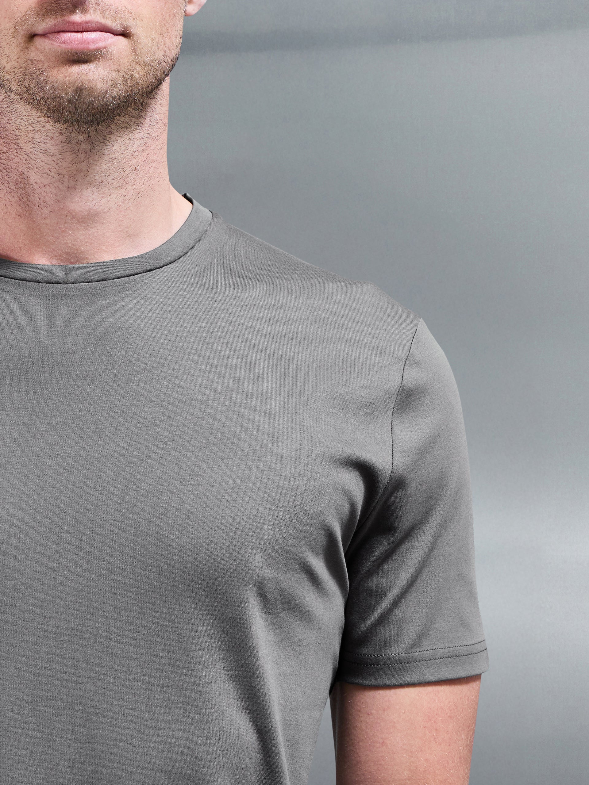 Mercerised Interlock T-Shirt in Grey - Image 3