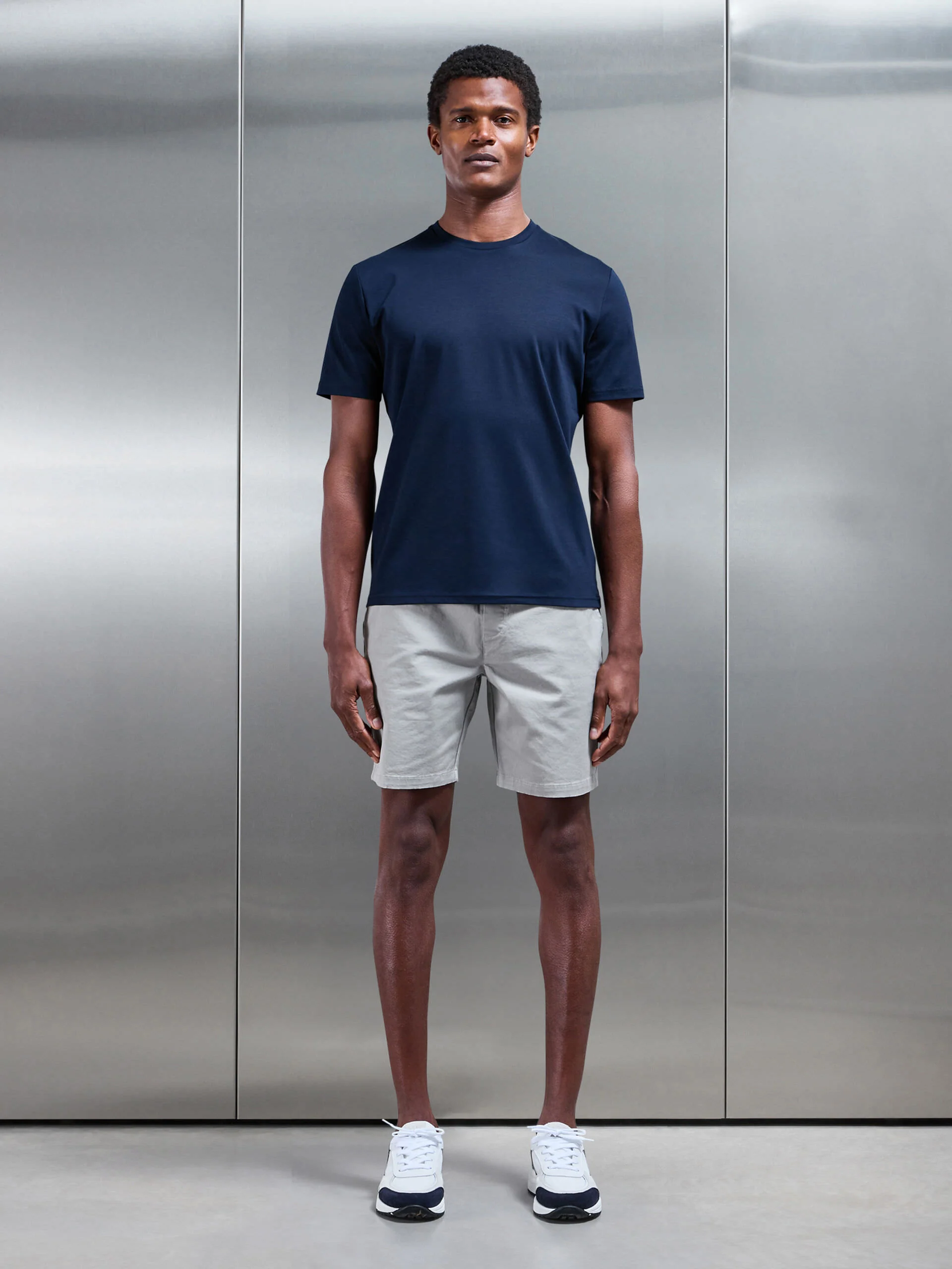 Mercerised Interlock T-Shirt in Navy - Image 2