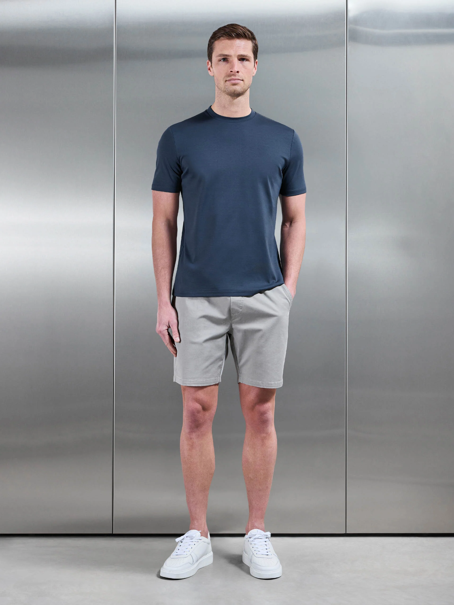 Mercerised Interlock T-Shirt in Steel Blue - Image 2