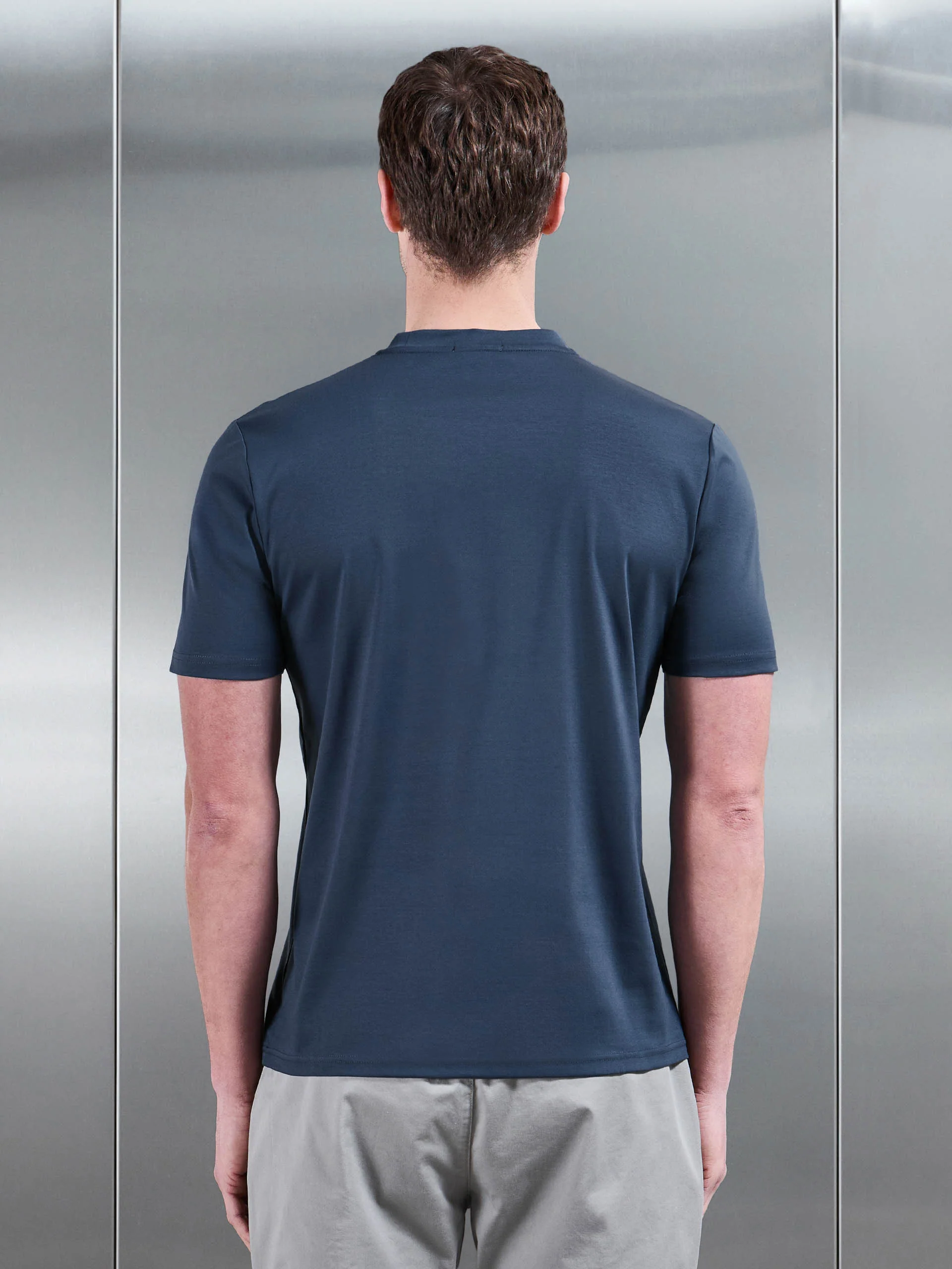 Mercerised Interlock T-Shirt in Steel Blue - Image 3