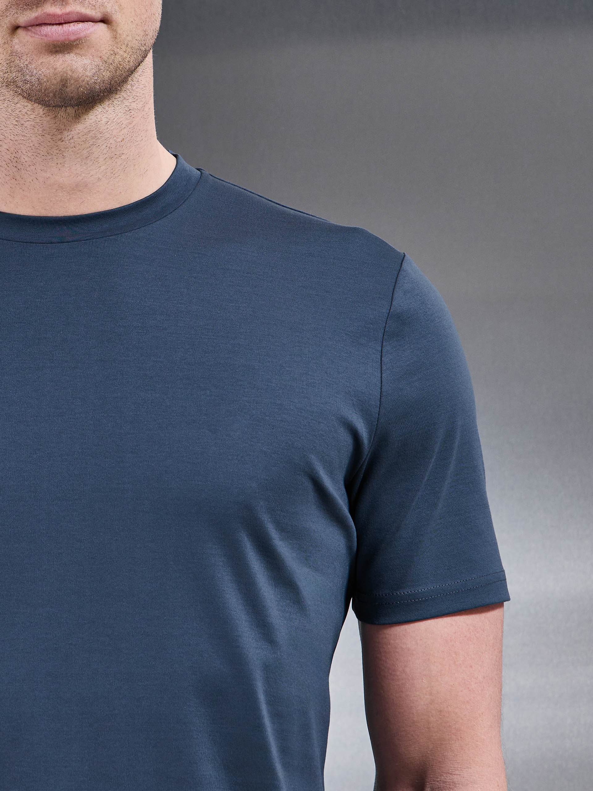 Mercerised Interlock T-Shirt in Steel Blue - Image 4