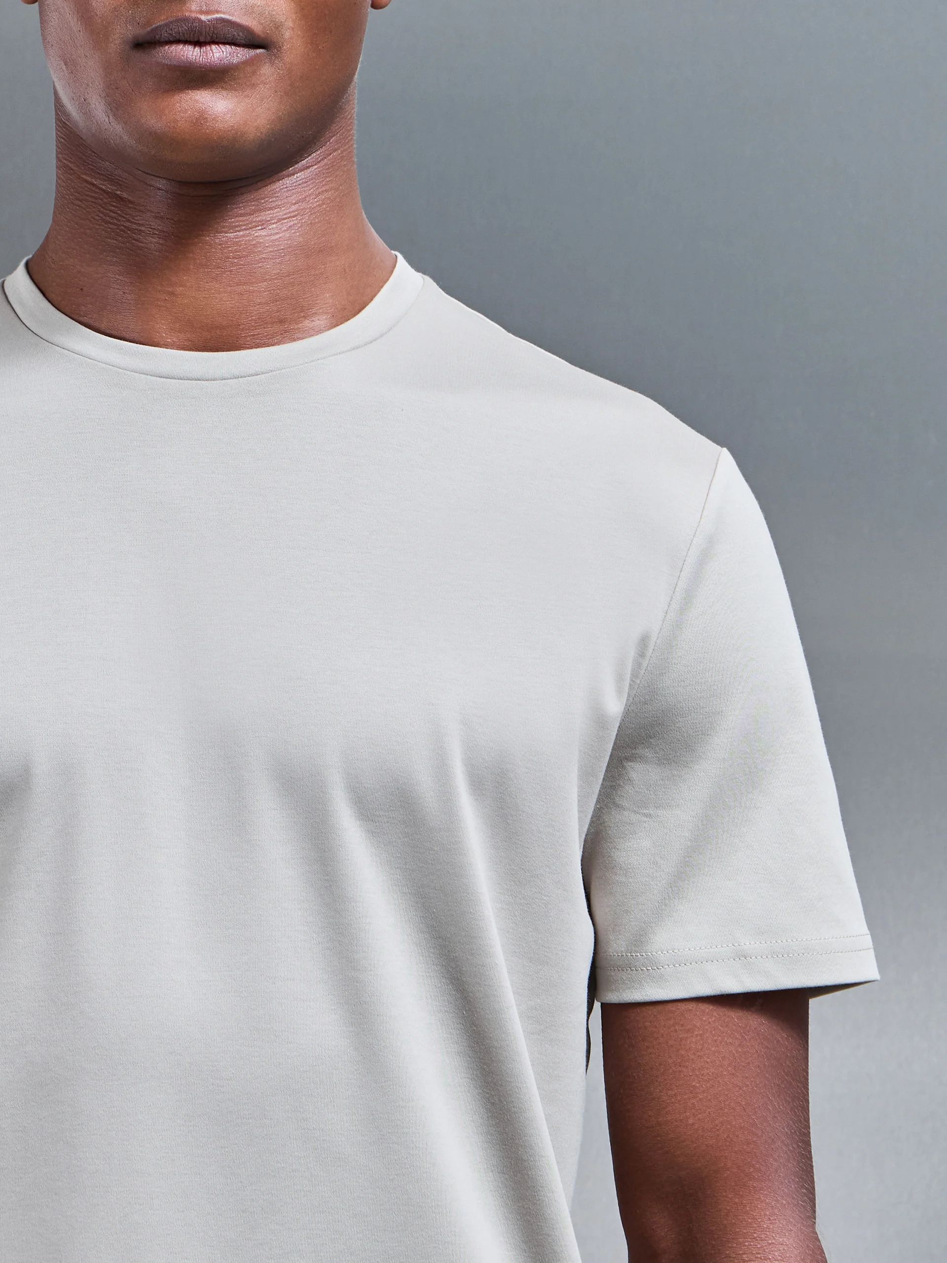 Mercerised Interlock T-Shirt in Stone - Image 3