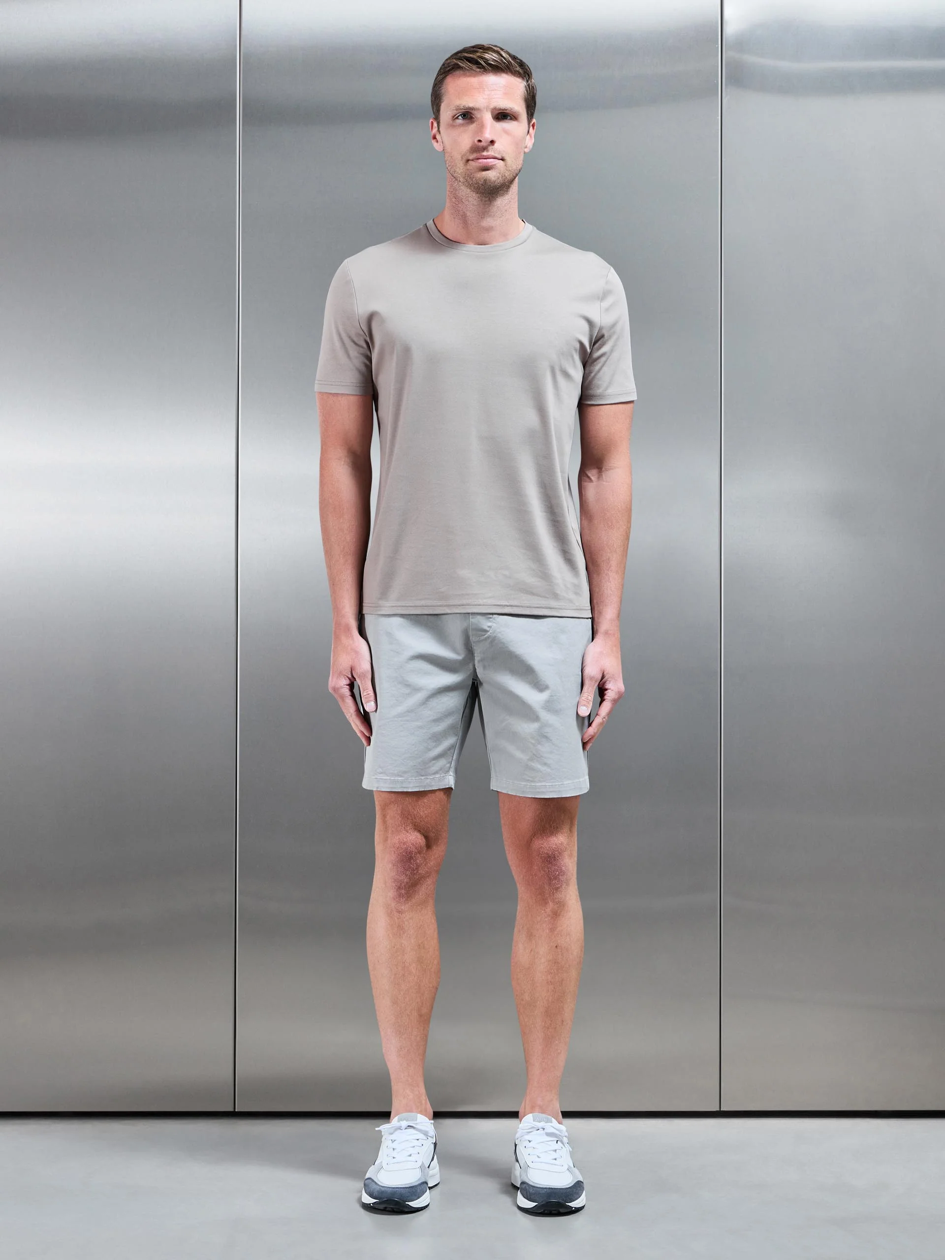 Mercerised Interlock T-Shirt in Taupe - Image 2