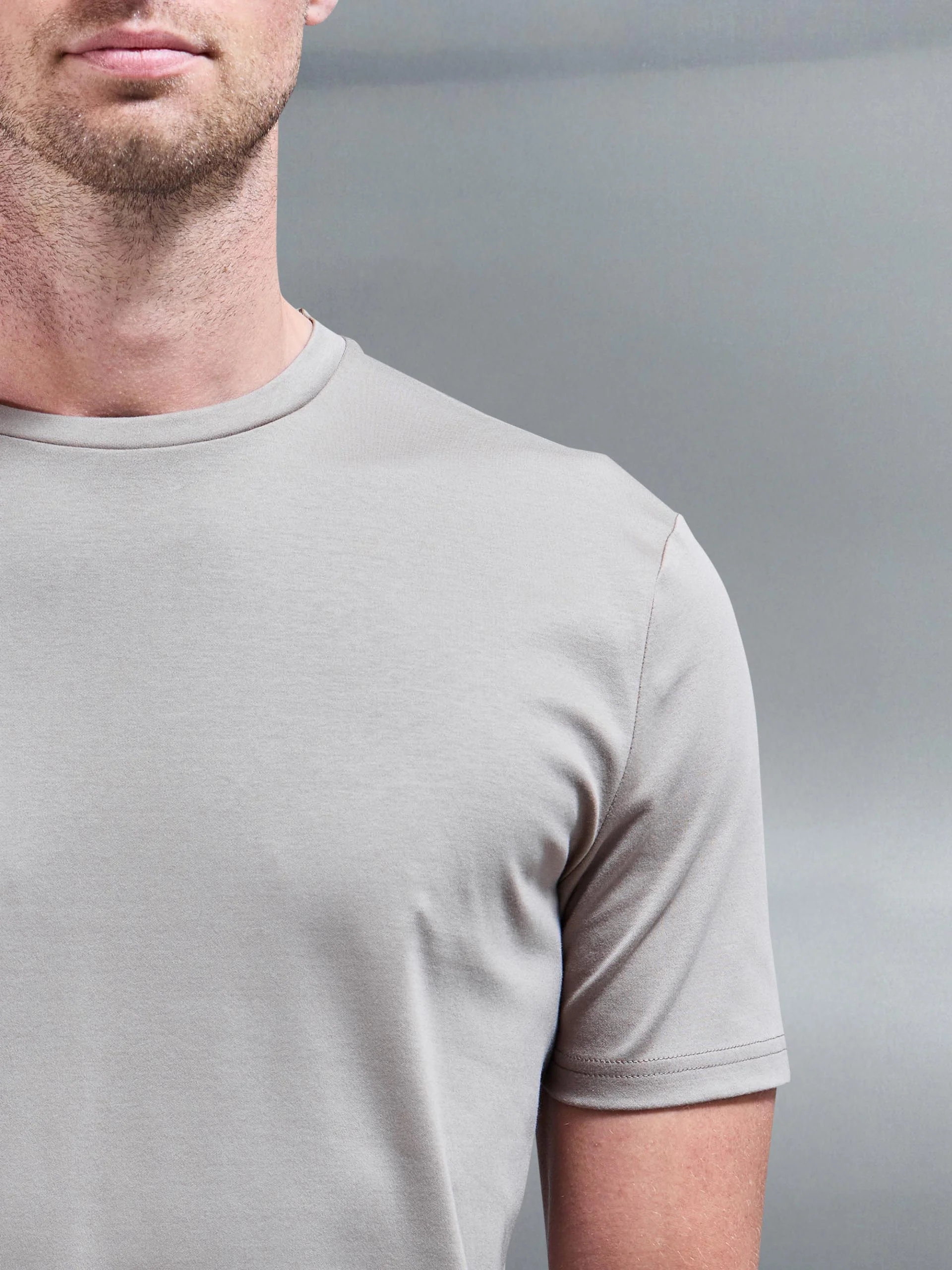 Mercerised Interlock T-Shirt in Taupe - Image 3