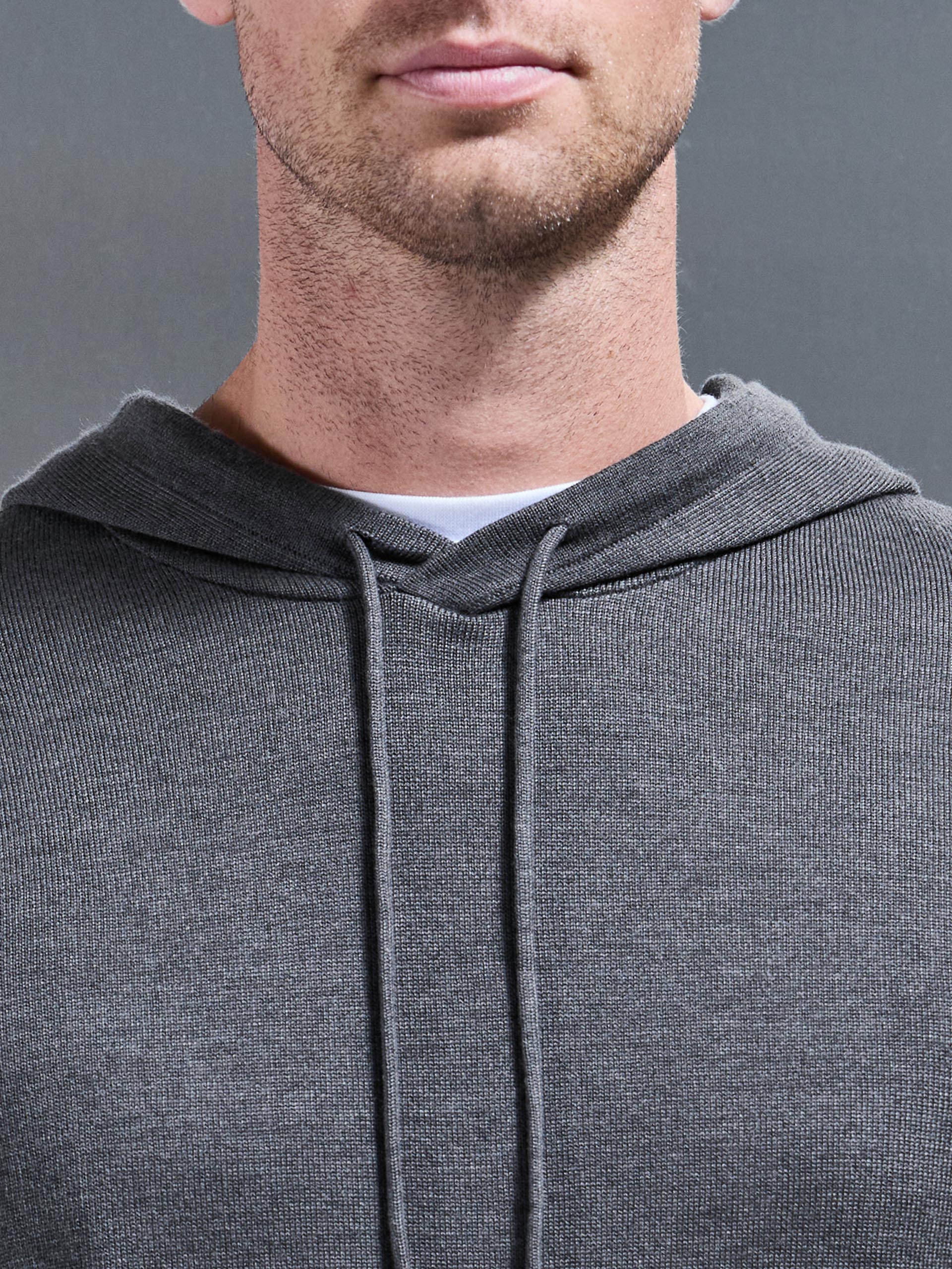 Mercerised Knitted Hoodie in Grey - Image 4