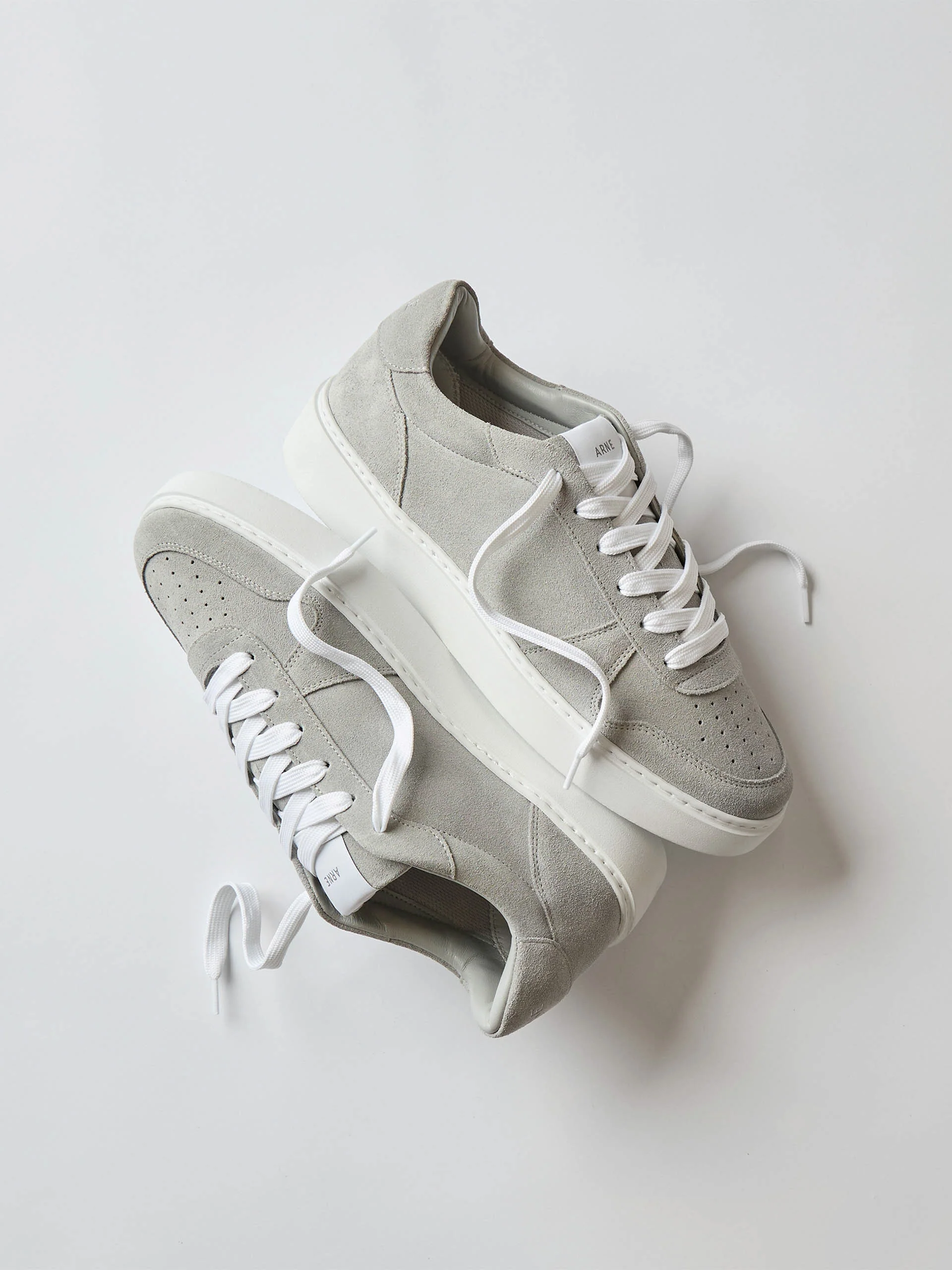 Mid Court Trainer in Light Grey Suede - Image 2