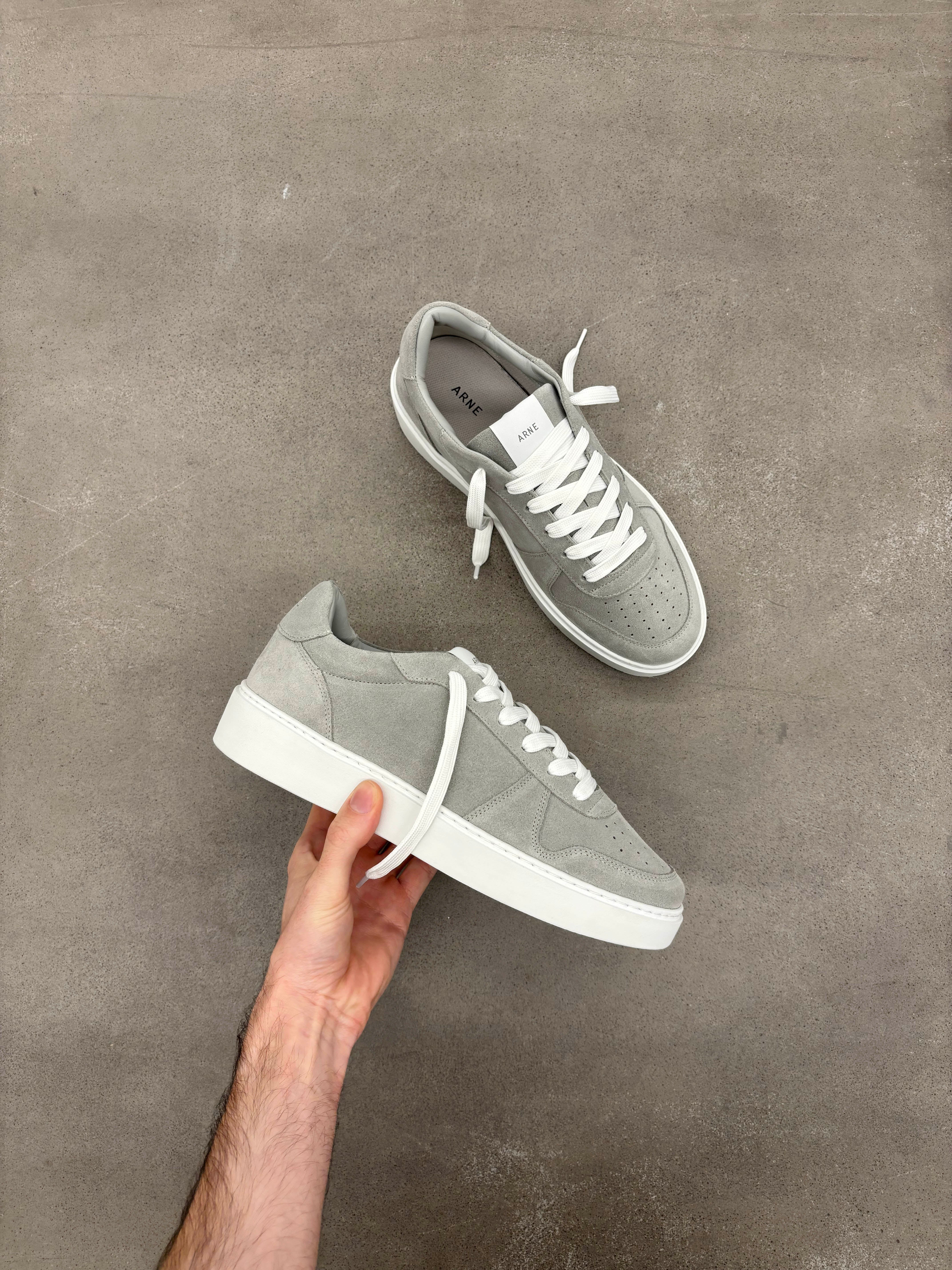 Mid Court Trainer in Light Grey Suede - Image 6