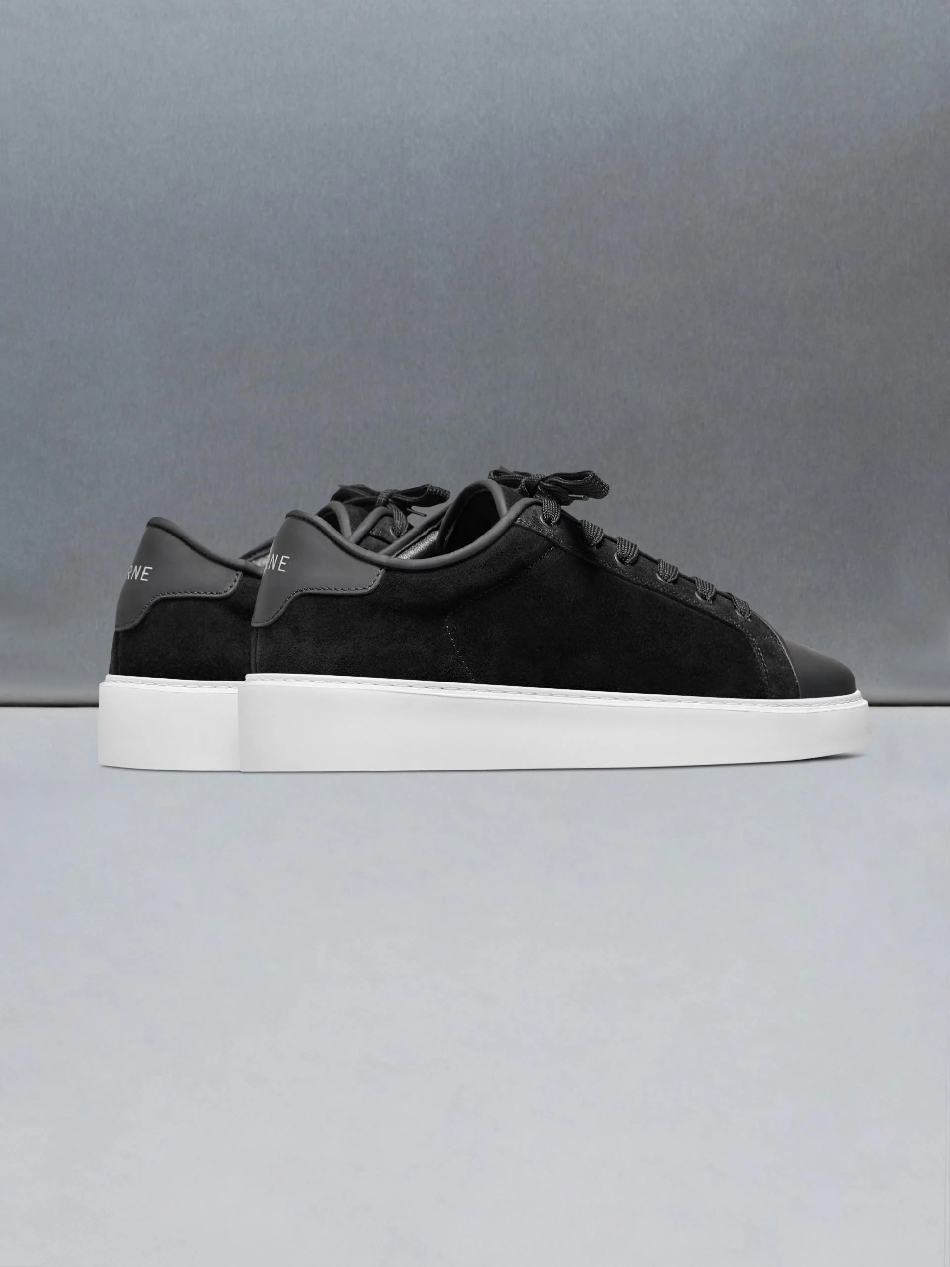 Mid Leather Toe Cap Trainer in Black - Image 4