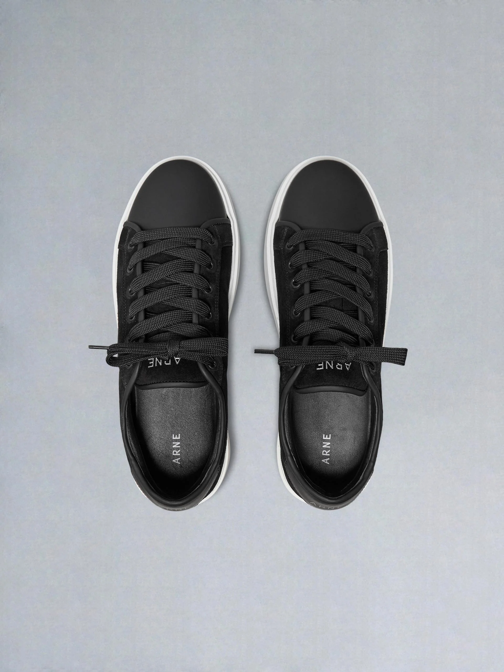 Mid Leather Toe Cap Trainer in Black - Image 5