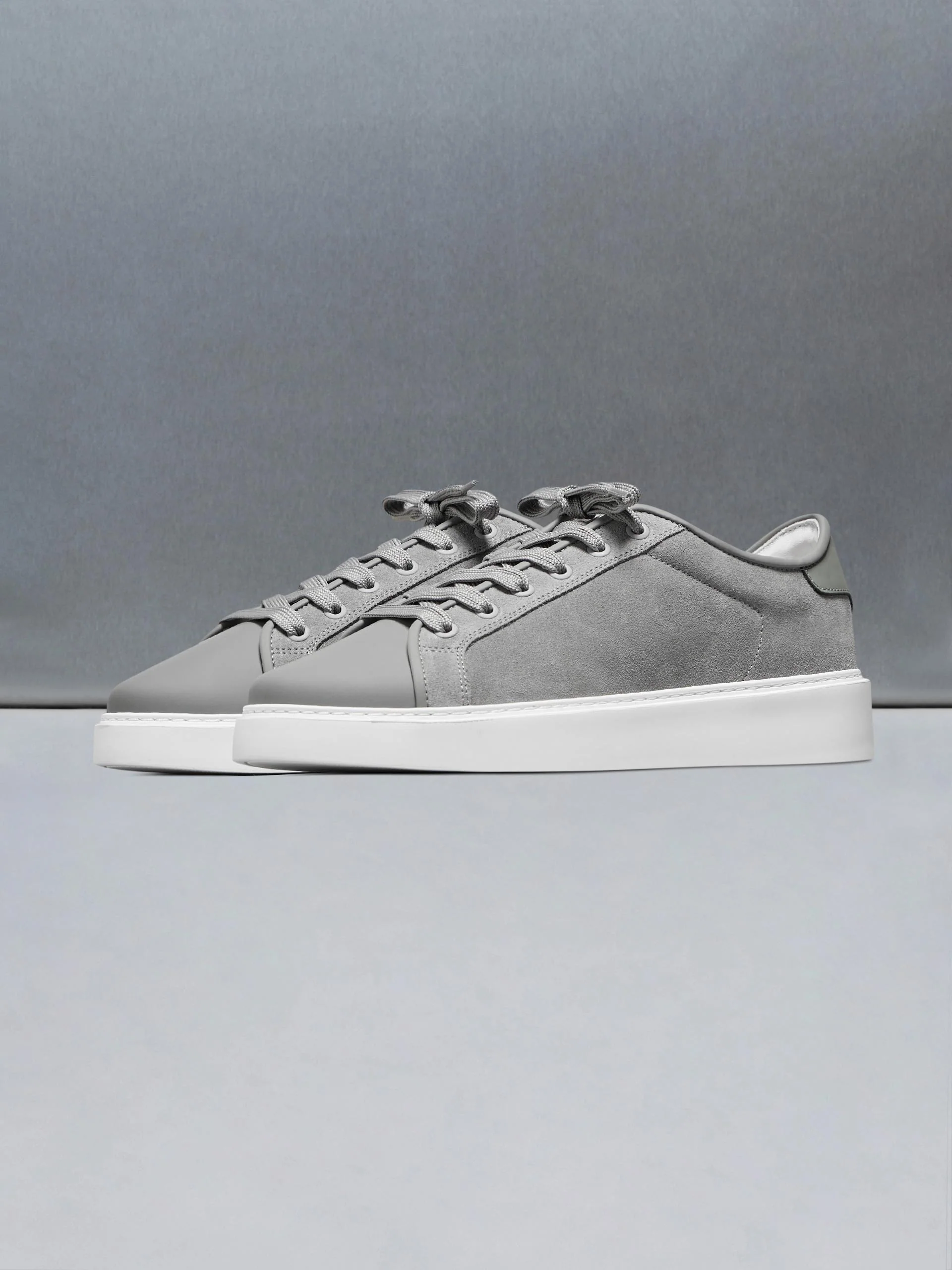 Mid Leather Toe Cap Trainer in Grey - Image 3