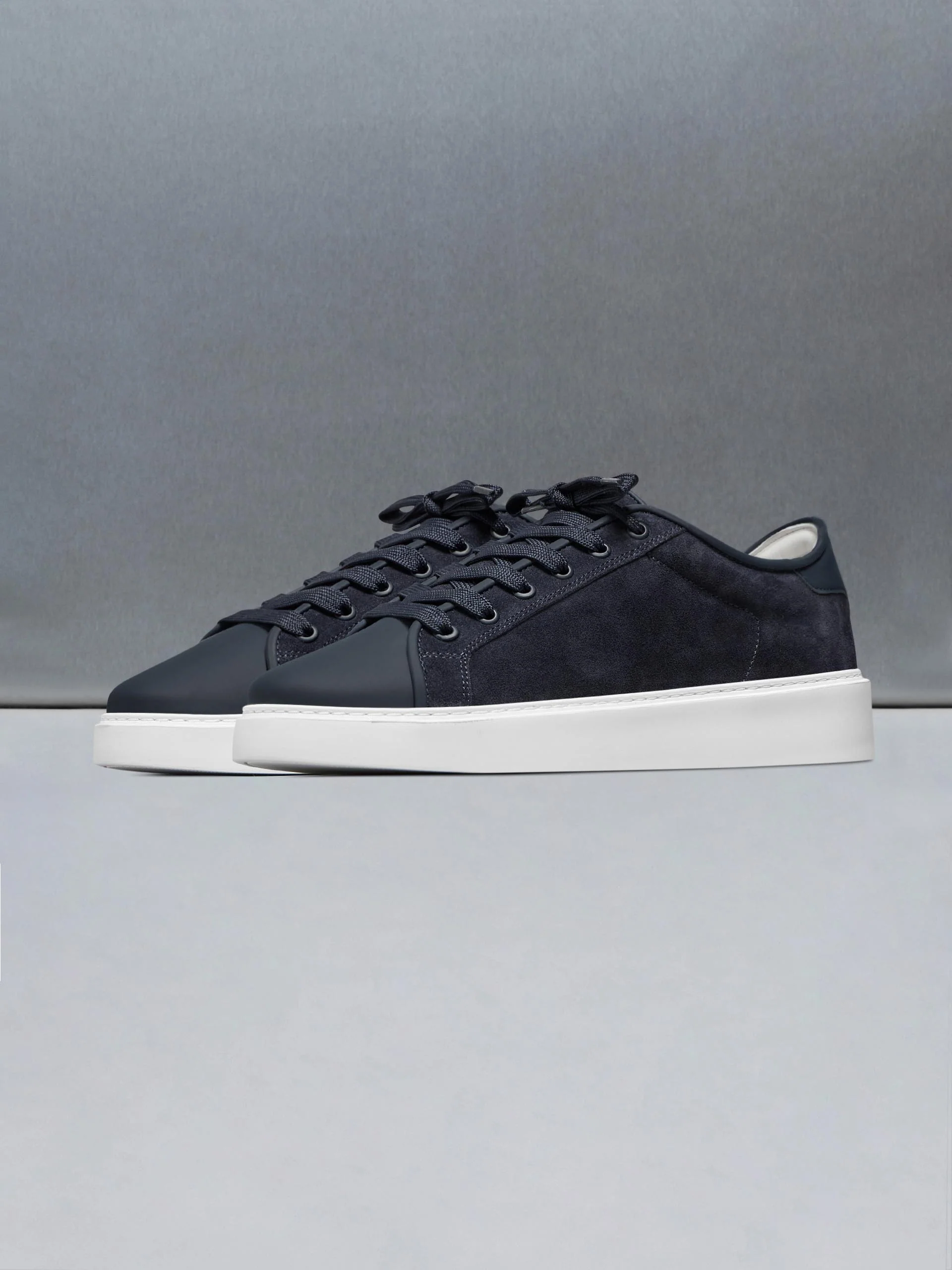 Mid Leather Toe Cap Trainer in Navy - Image 3