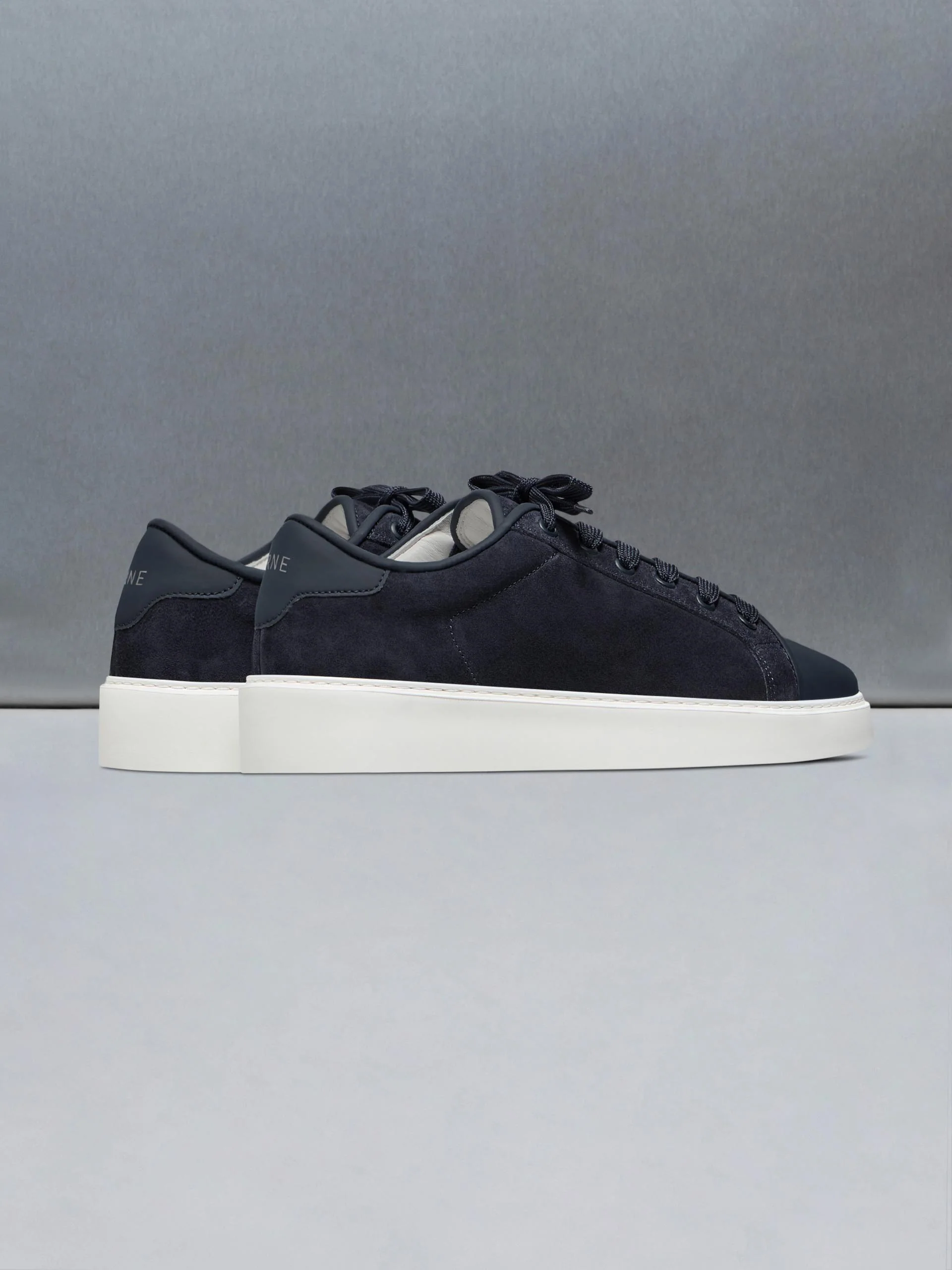 Mid Leather Toe Cap Trainer in Navy - Image 4