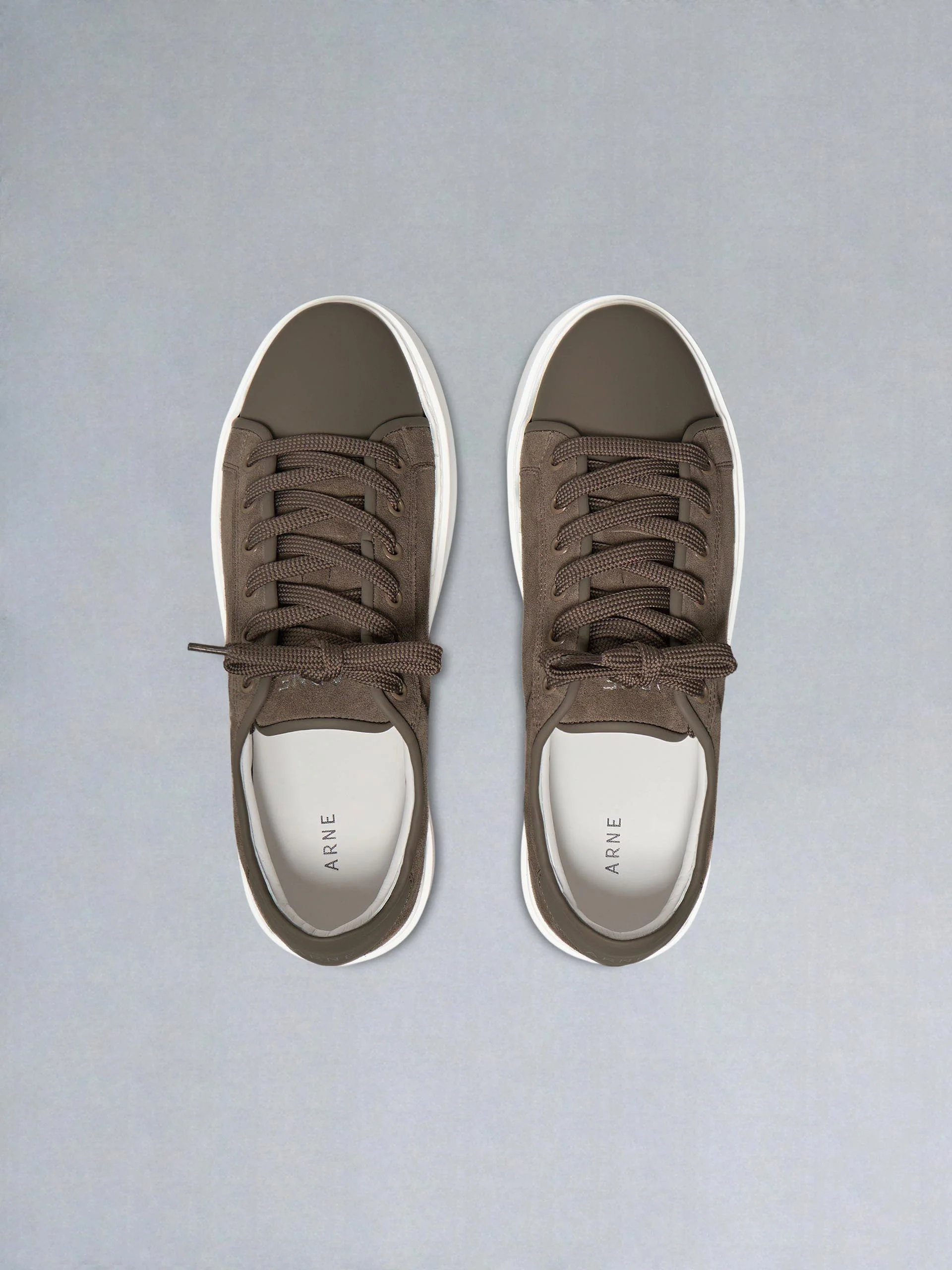 Mid Leather Toe Cap Trainer in Taupe - Image 5