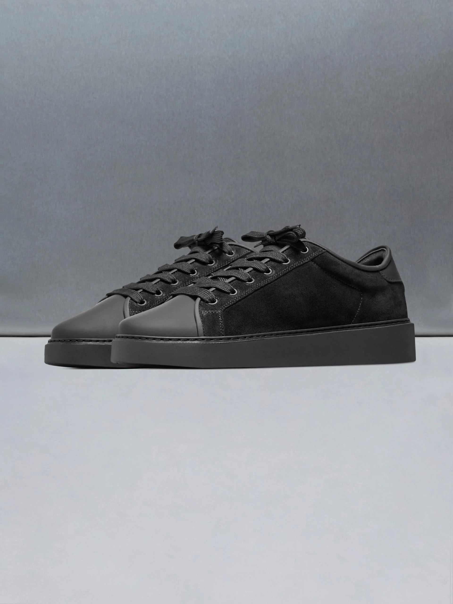 Mid Leather Toe Cap Trainer in Triple Black - Image 3