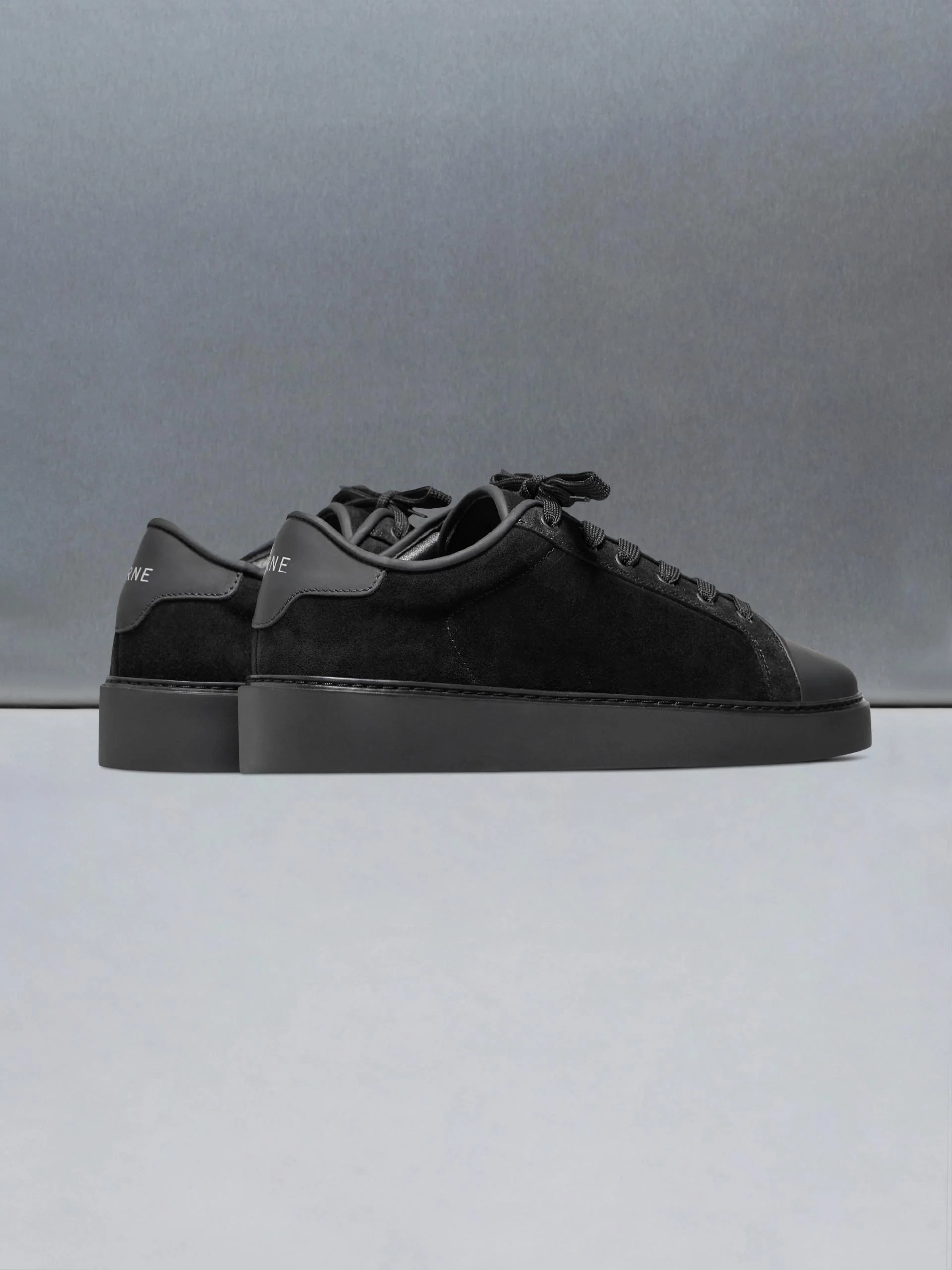 Mid Leather Toe Cap Trainer in Triple Black - Image 4