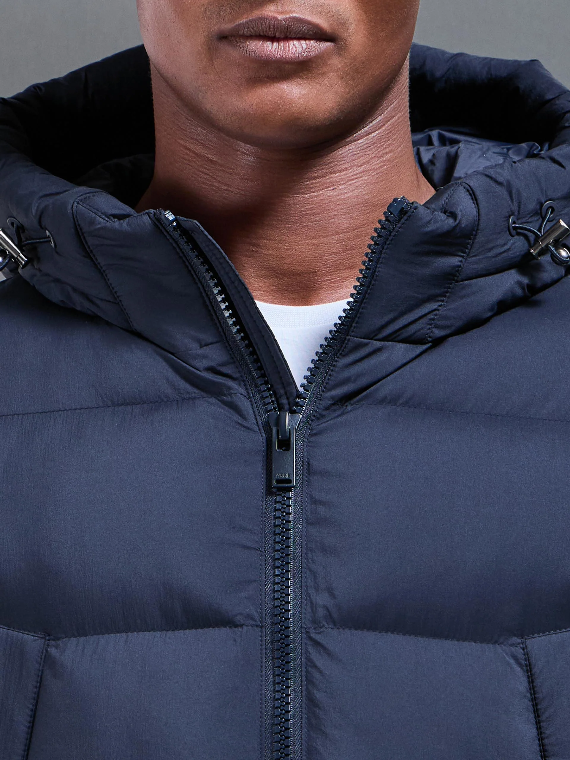 Mid Length Puffer Parka in Navy - Image 5