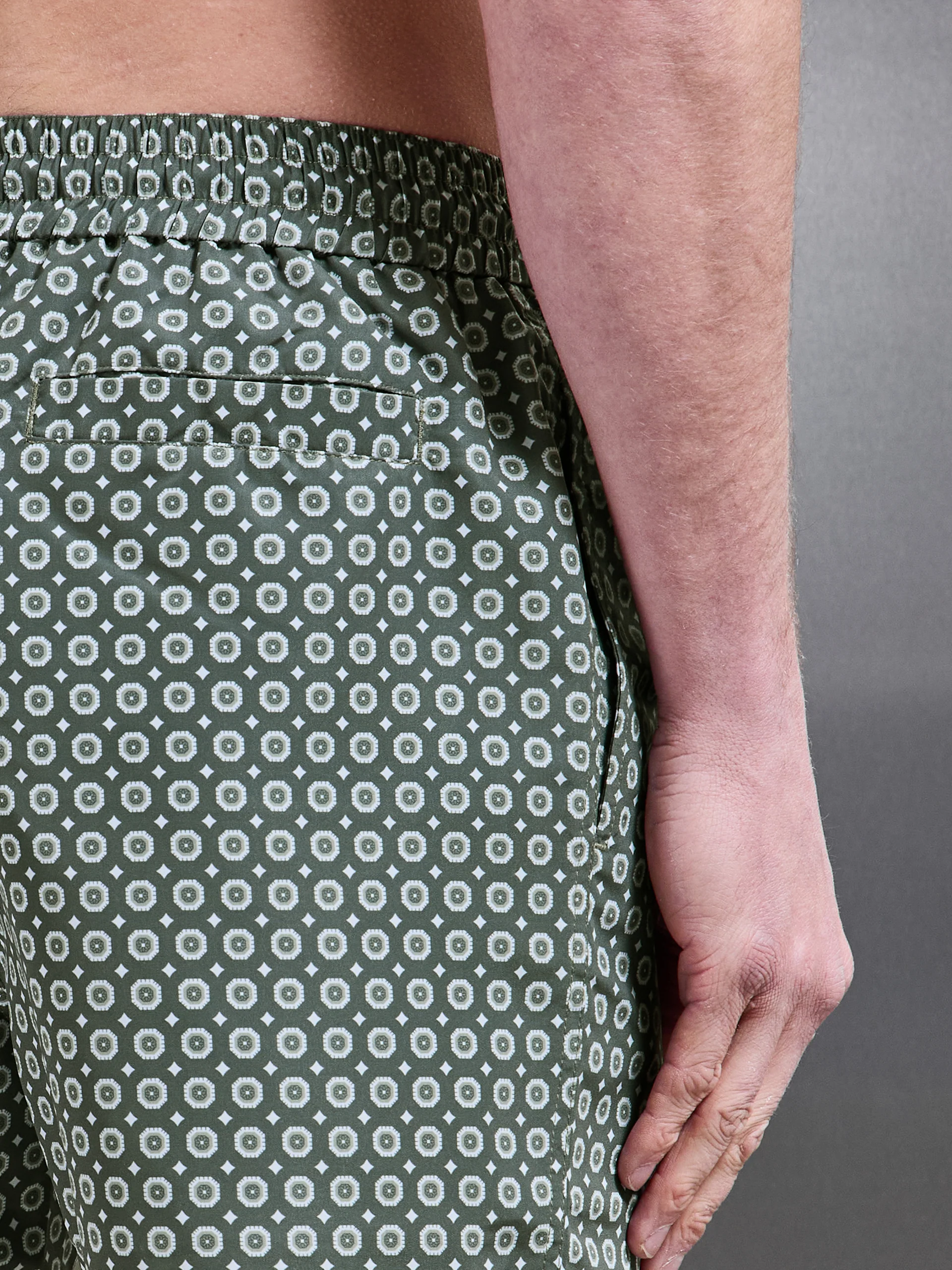 Mosaic Drawstring Printed Swim Short in Sage - Image 6