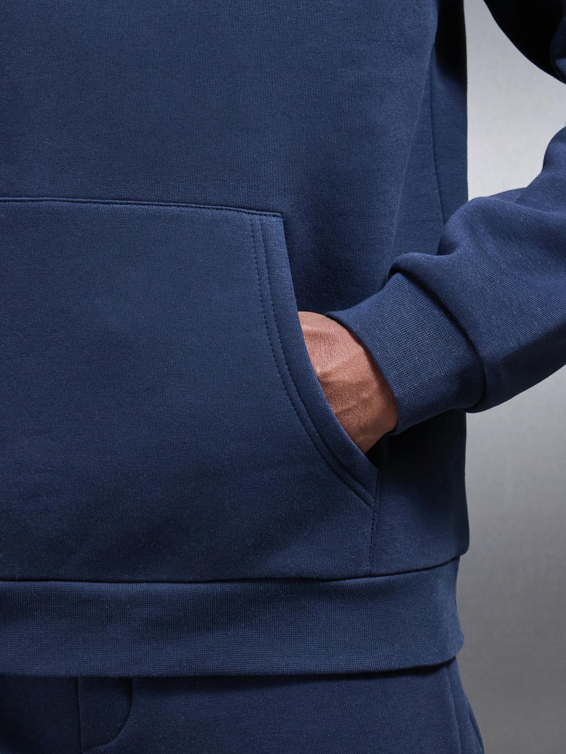 Neoprene Relaxed Fit Hoodie in Navy - Image 5