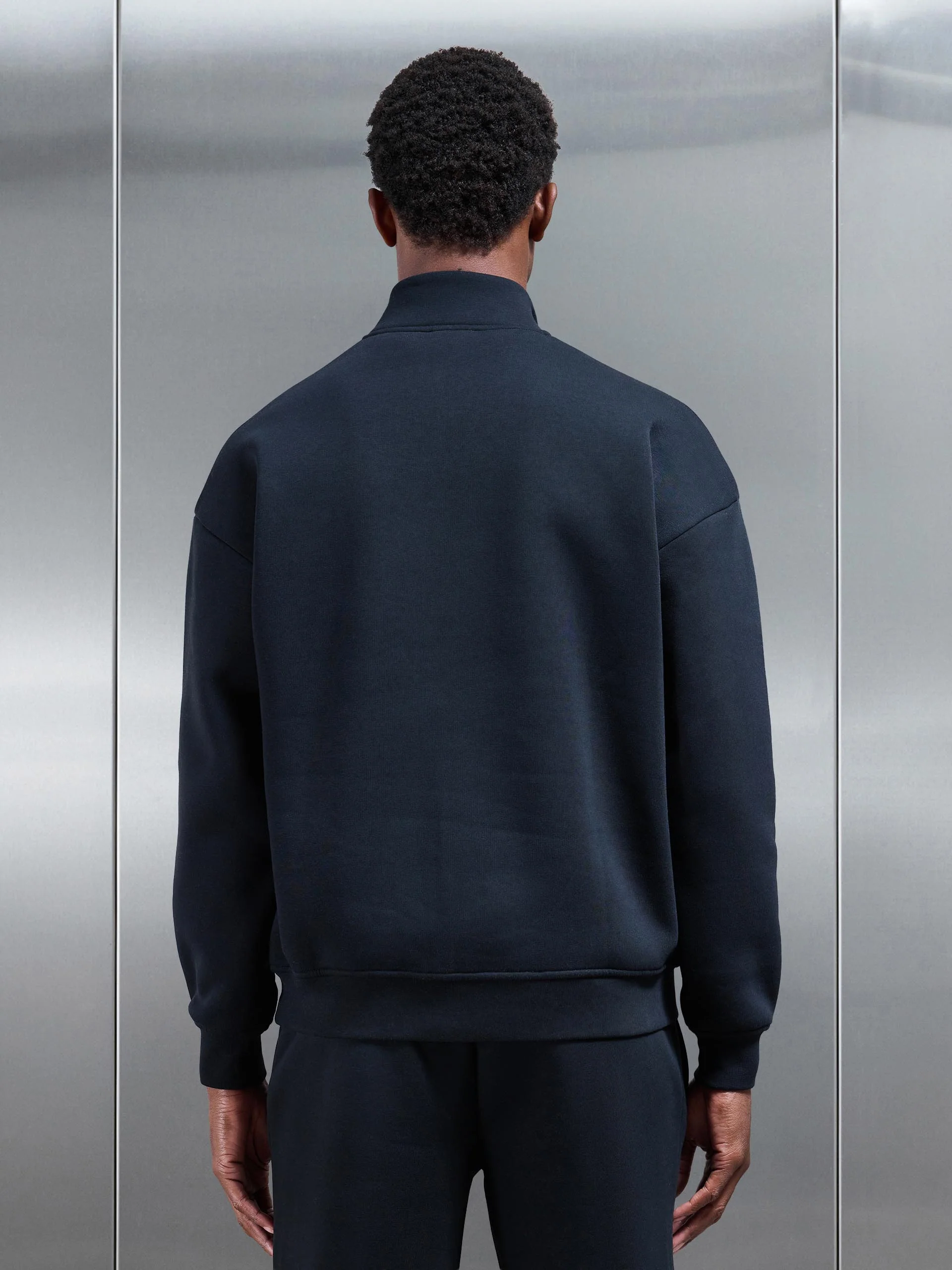 Neoprene Relaxed Half Zip Funnel Neck in Black - Image 3