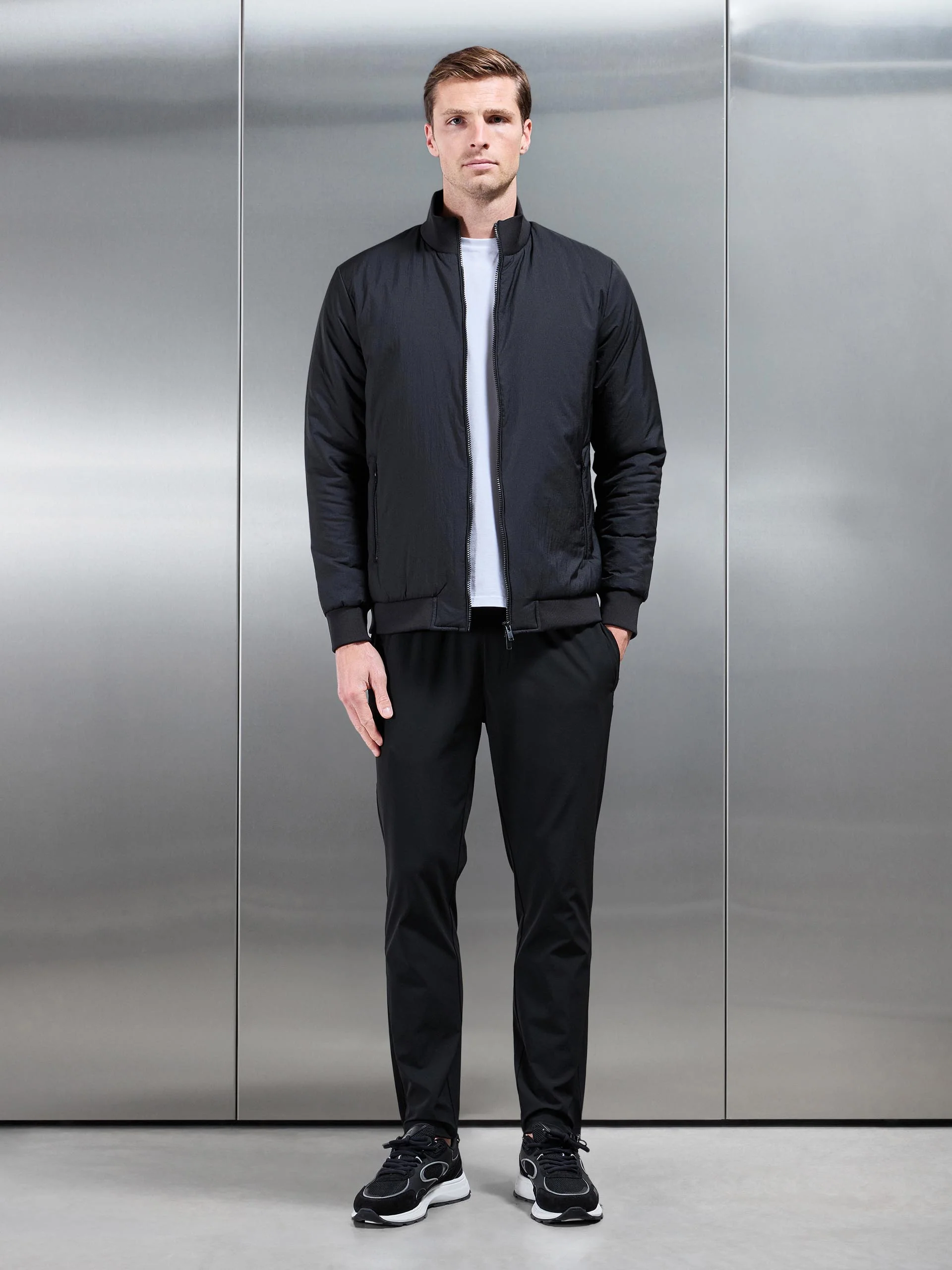Padded Shell Funnel Neck Jacket in Black - Image 2