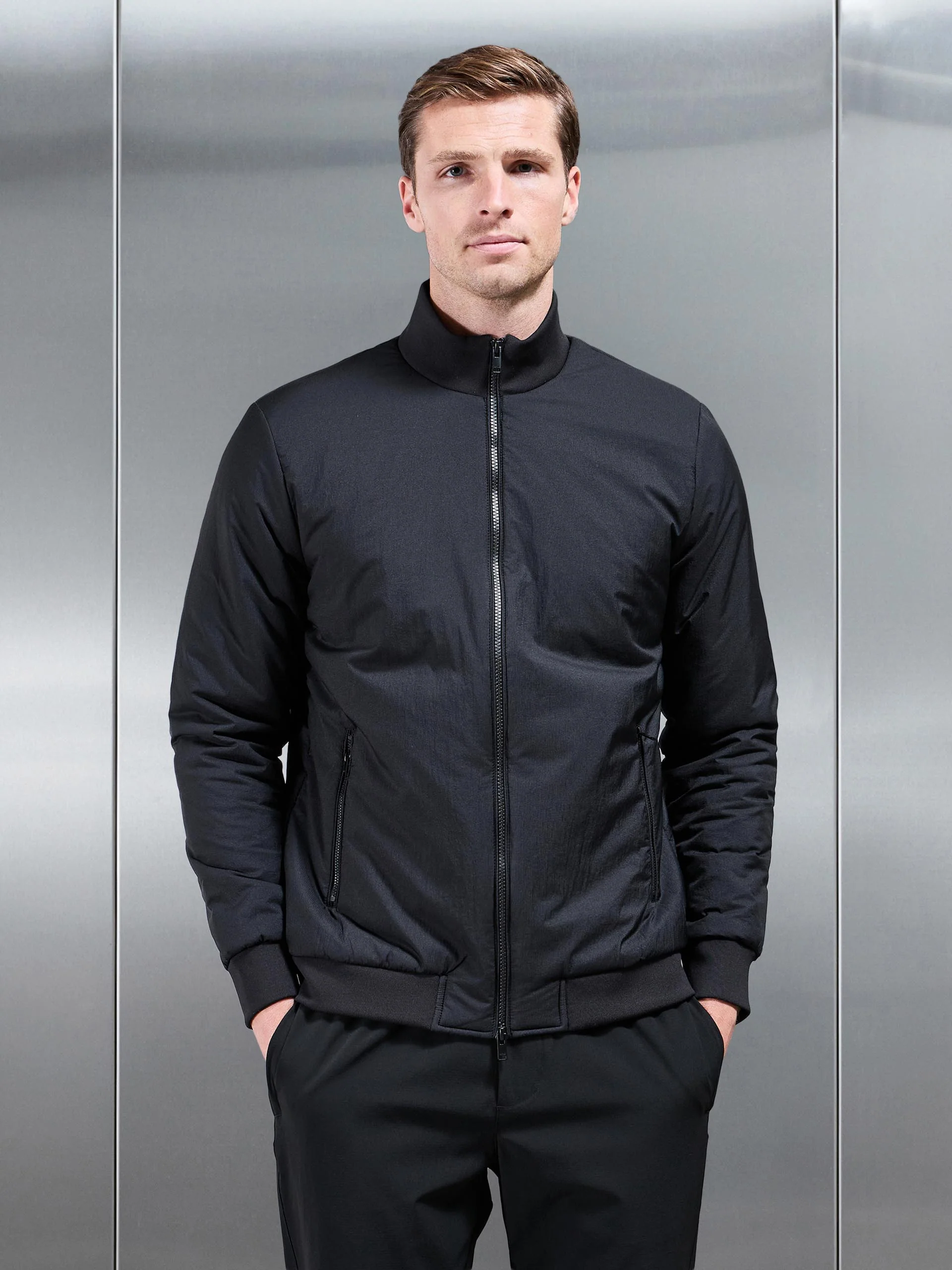 Padded Shell Funnel Neck Jacket in Black - Image 6