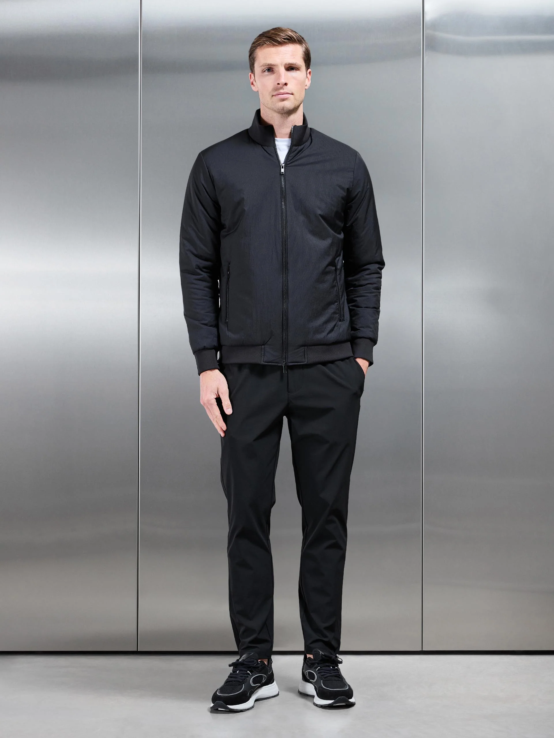 Padded Shell Funnel Neck Jacket in Black - Image 7