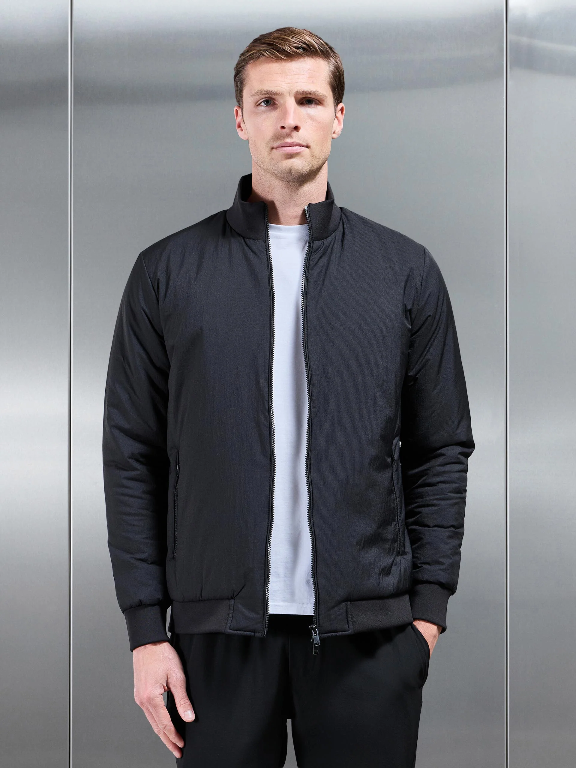 Padded Shell Funnel Neck Jacket in Black - Image 8