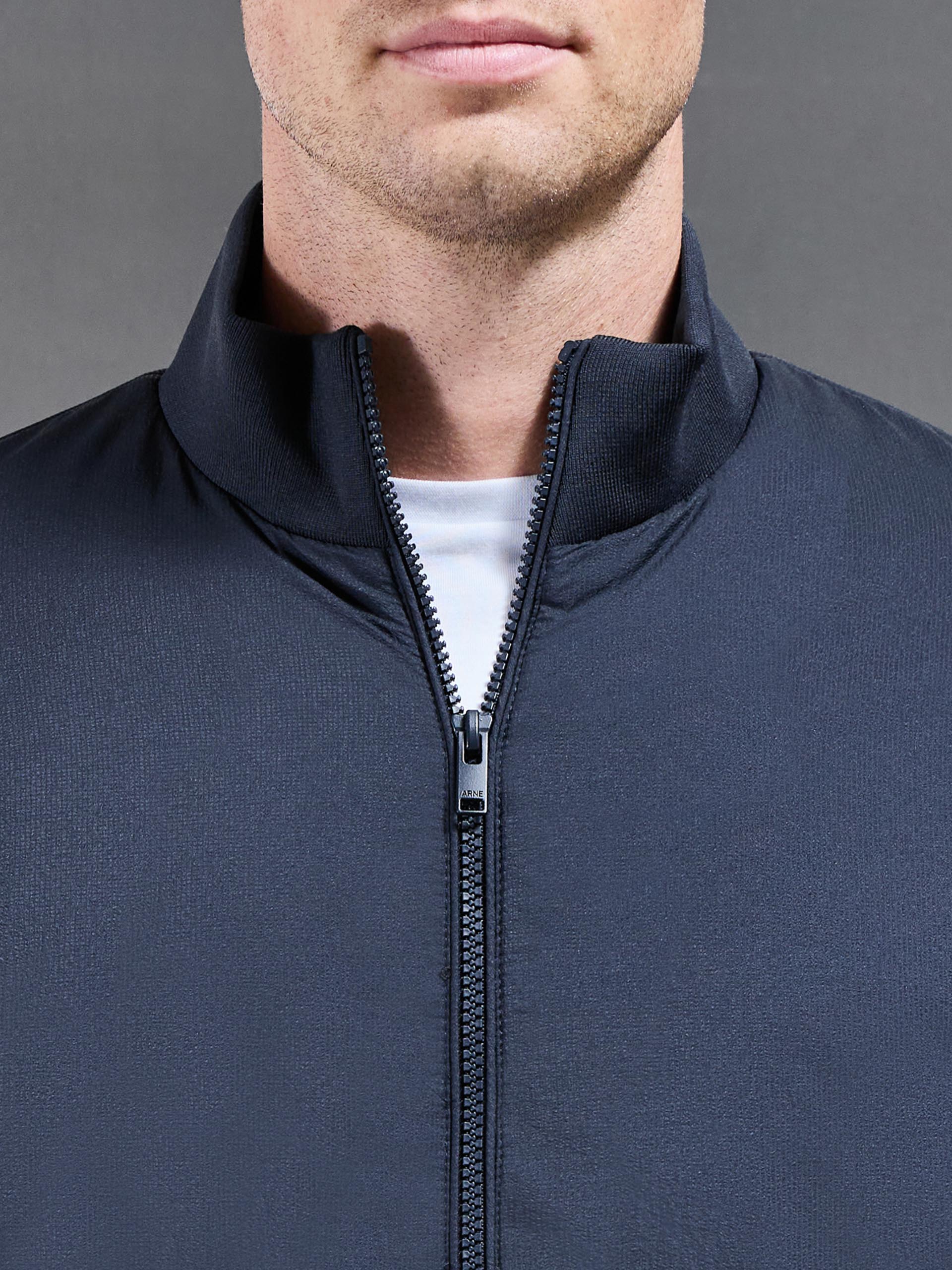 Padded Shell Funnel Neck Jacket in Navy - Image 5