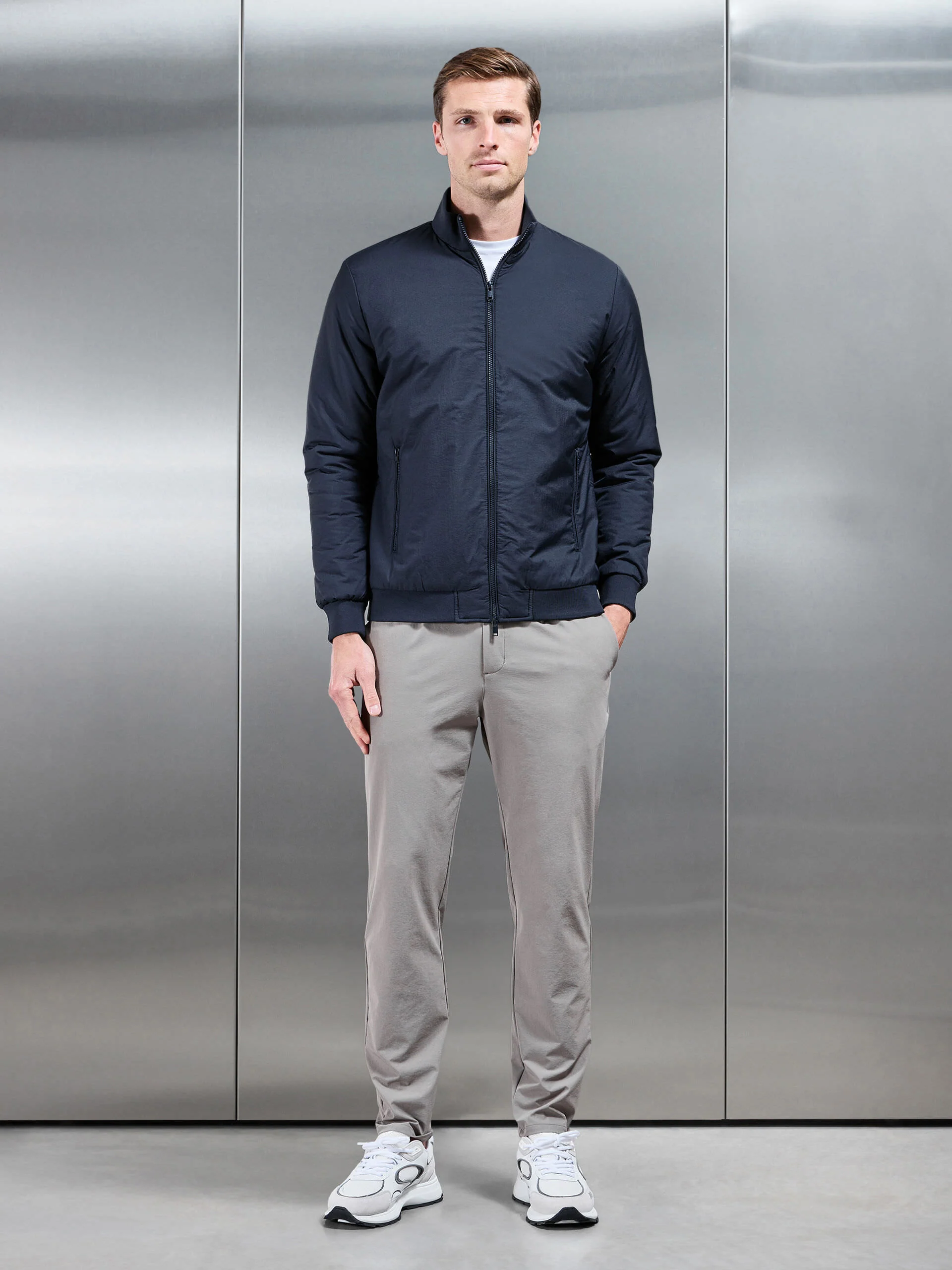 Padded Shell Funnel Neck Jacket in Navy - Image 8