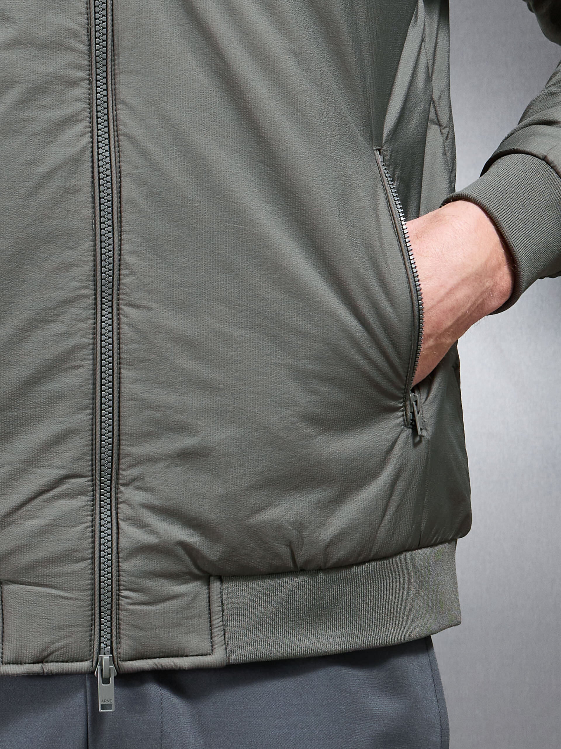 Padded Shell Funnel Neck Jacket in Olive - Image 5