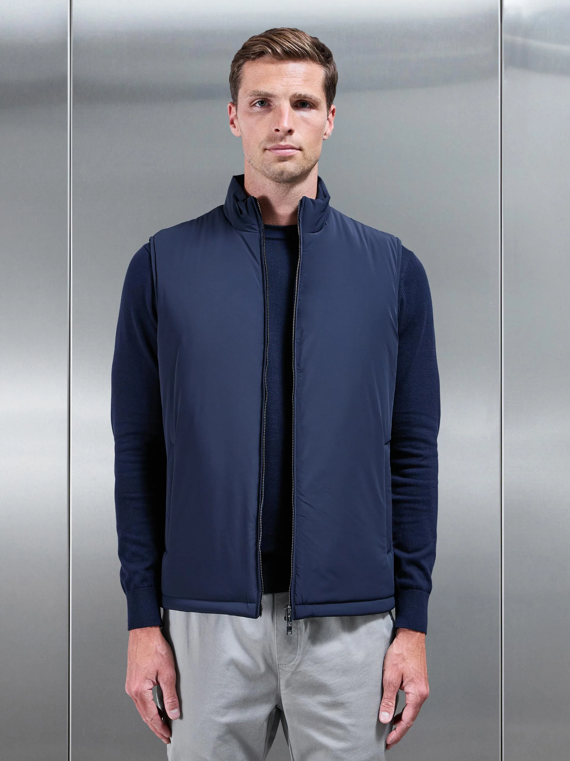 Padded Shell Gilet in Navy - Image 6