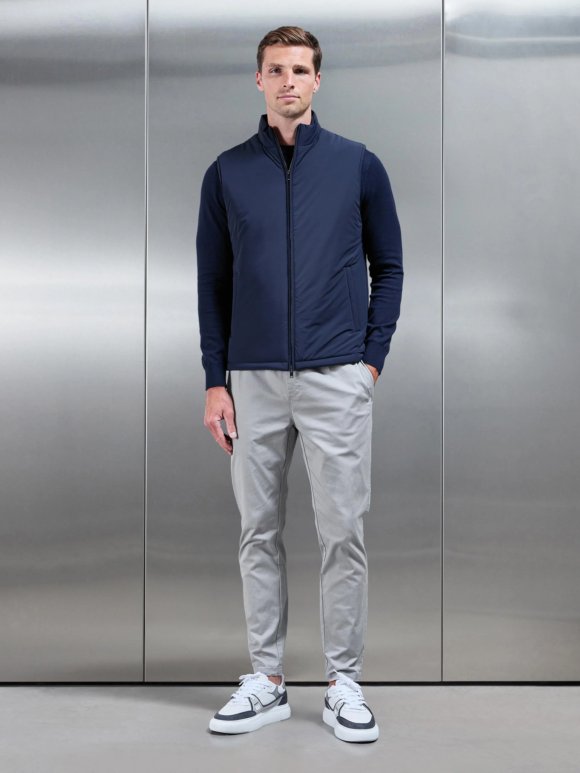 Padded Shell Gilet in Navy - Image 7