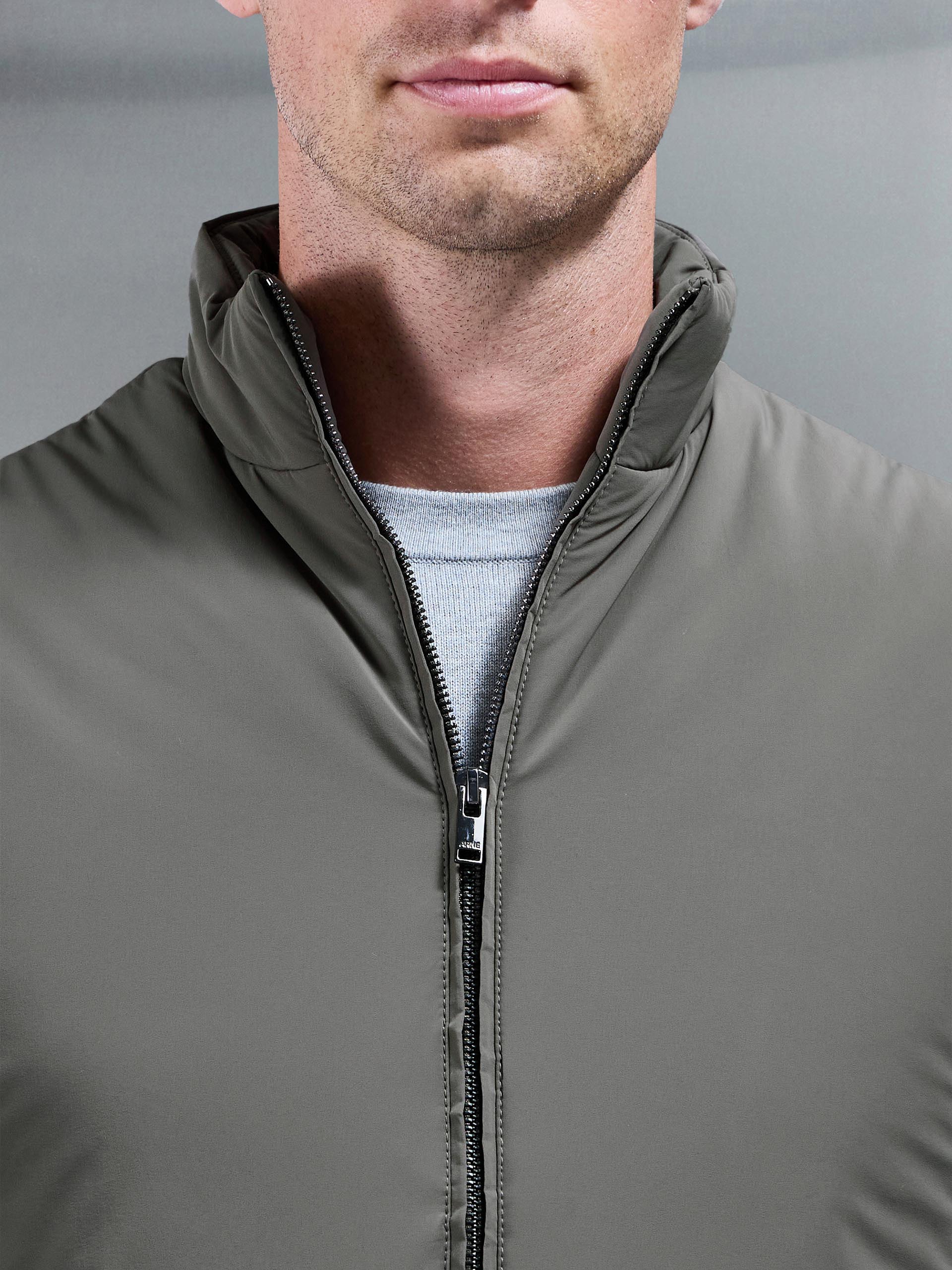 Padded Shell Gilet in Olive - Image 4