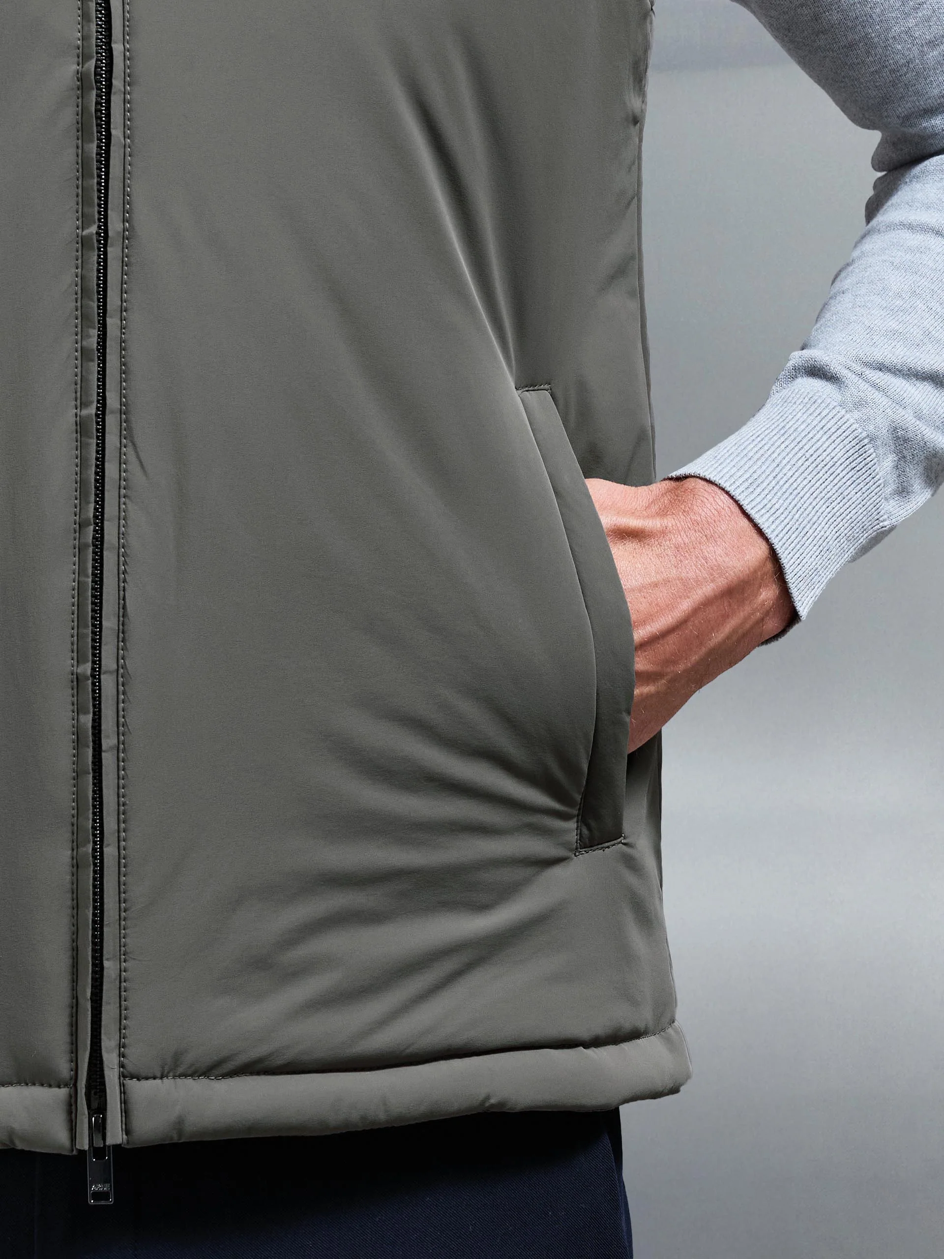 Padded Shell Gilet in Olive - Image 5
