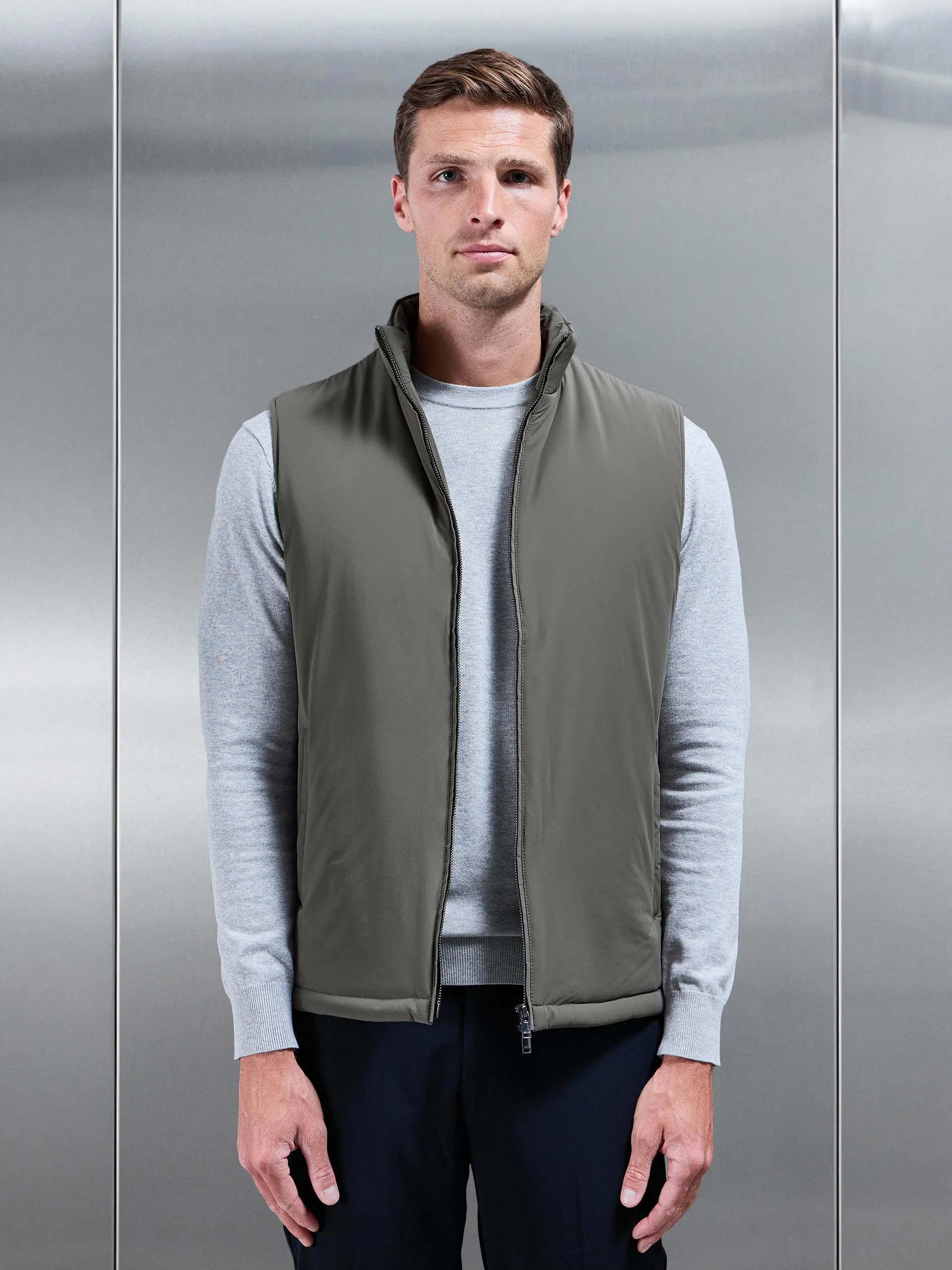 Padded Shell Gilet in Olive - Image 7