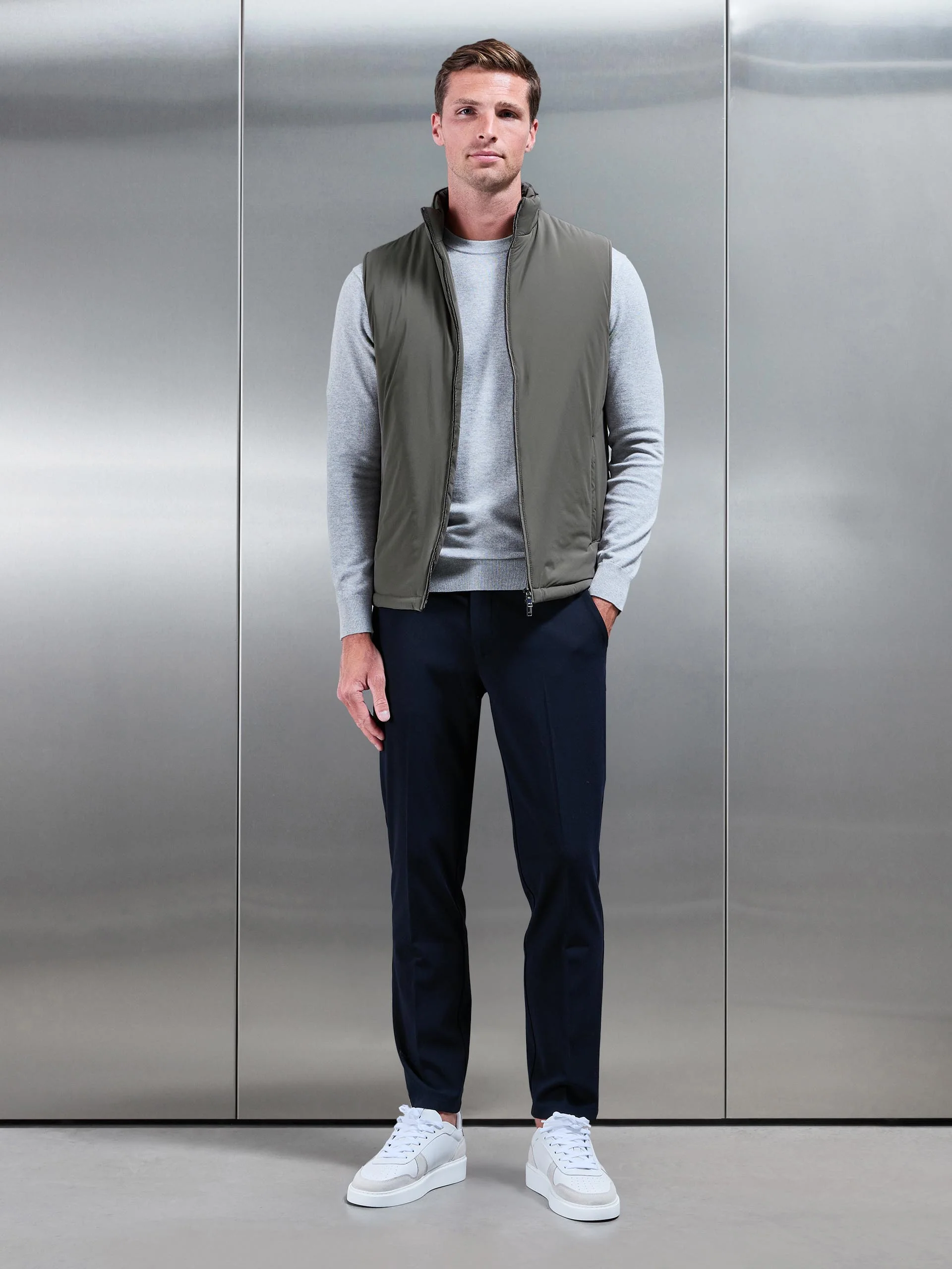 Padded Shell Gilet in Olive - Image 8