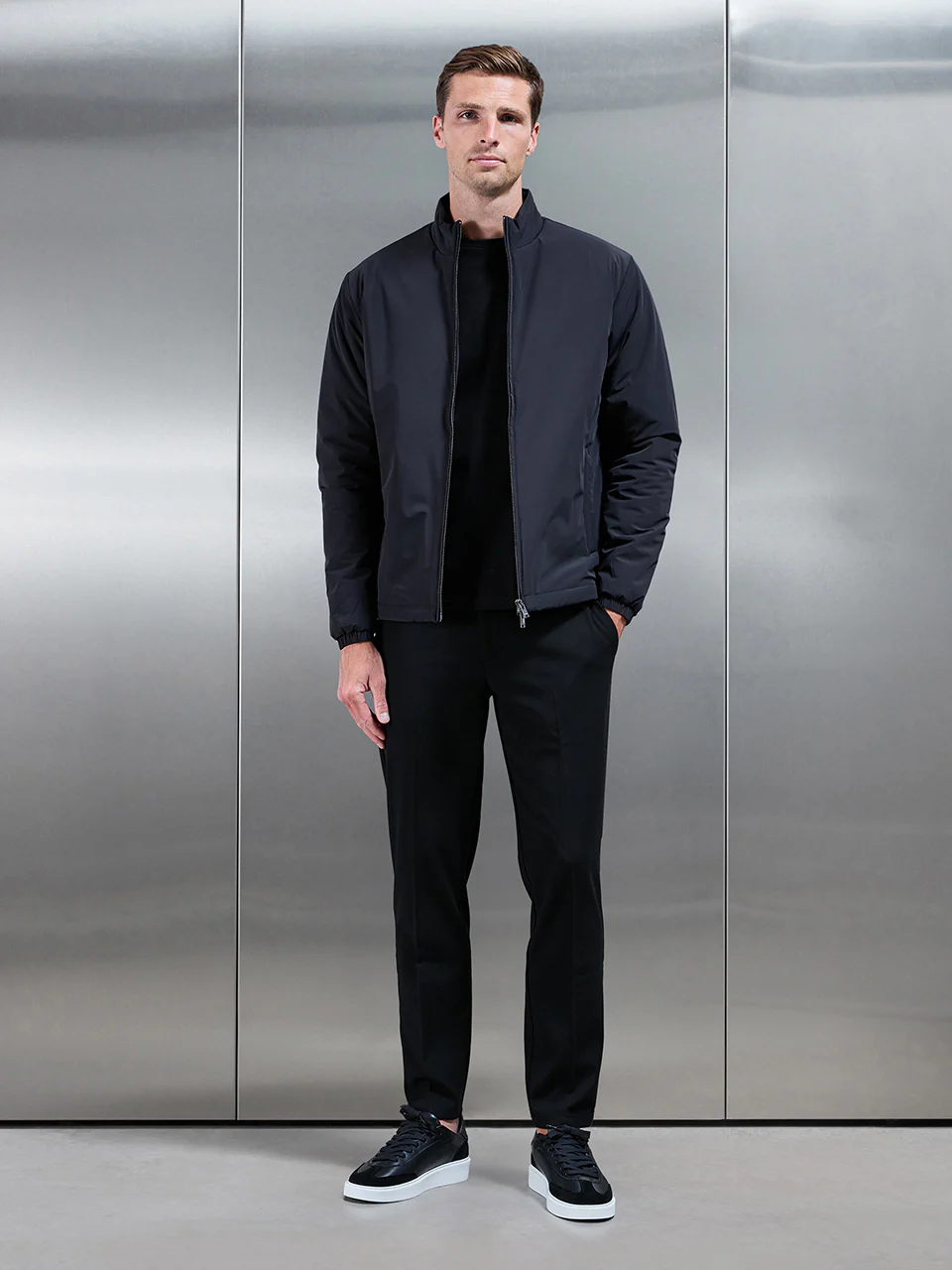 Padded Shell Zip Through Jacket in Black - Image 2