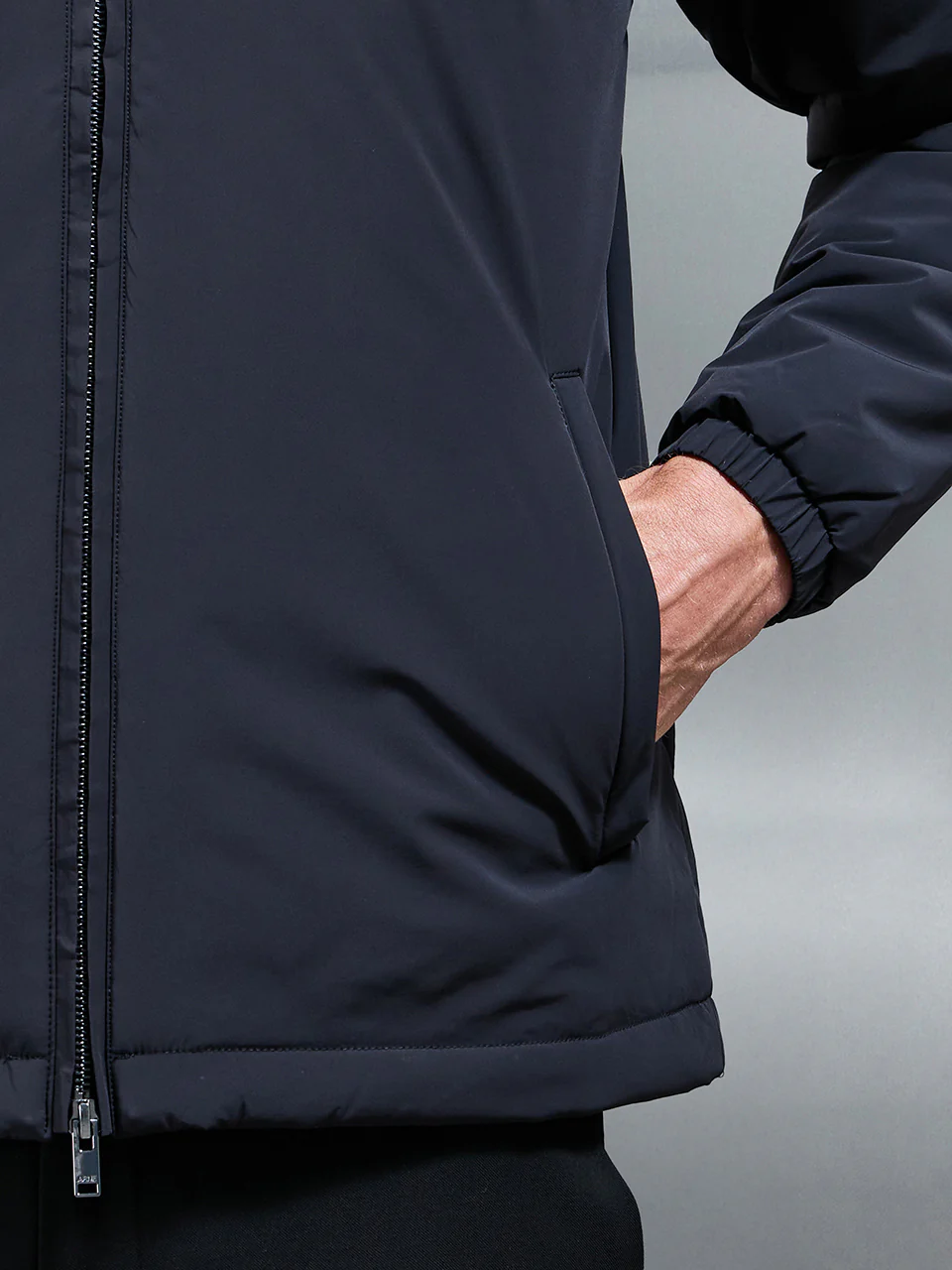 Padded Shell Zip Through Jacket in Black - Image 4