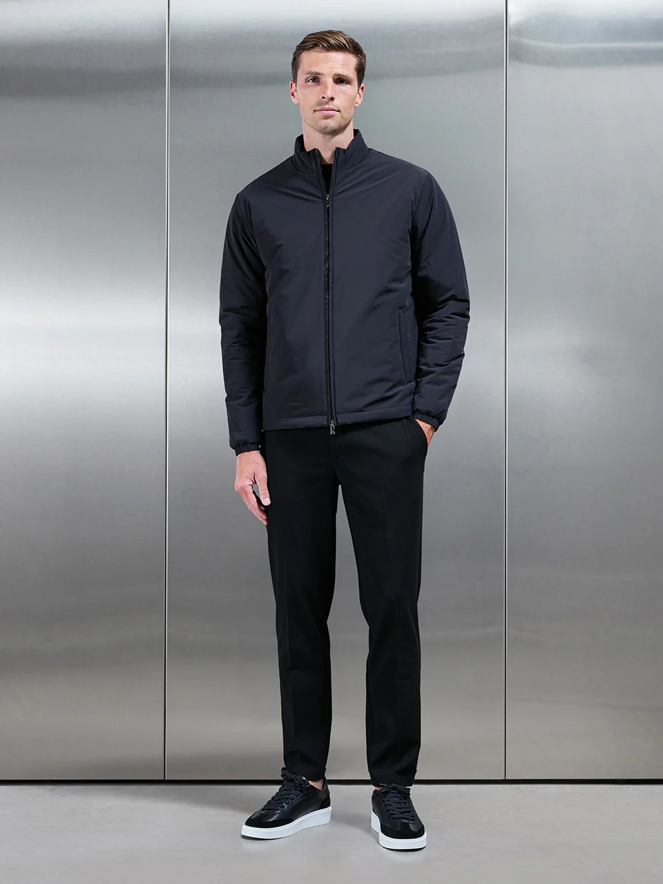 Padded Shell Zip Through Jacket in Black - Image 6
