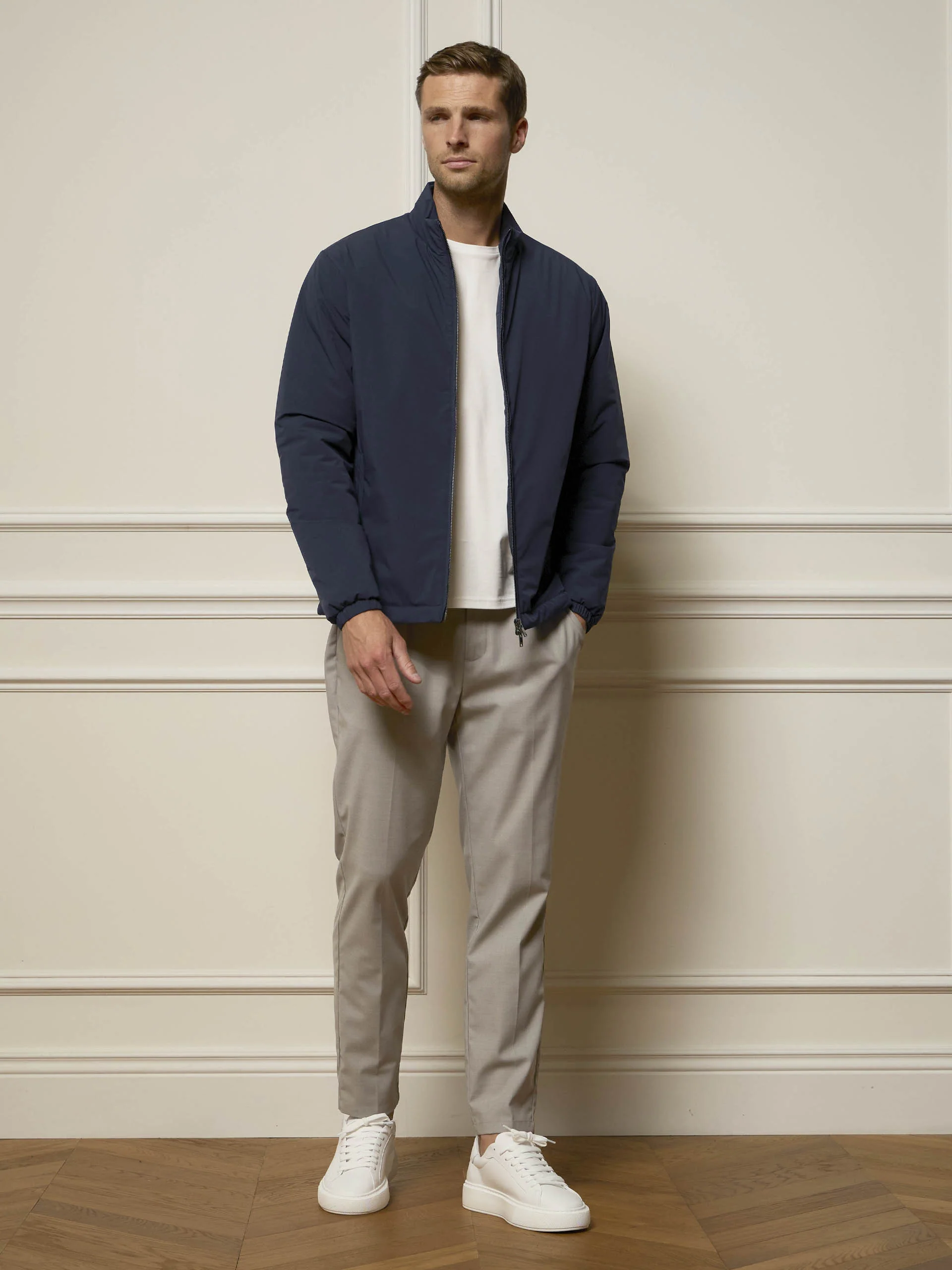 Padded Shell Zip Through Jacket In Navy - Image 2