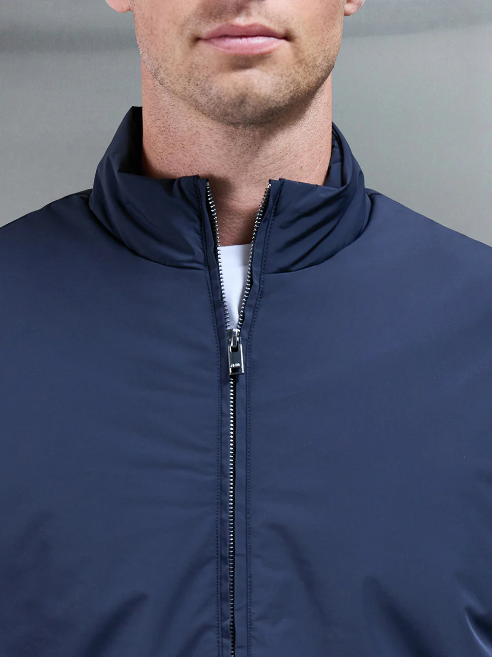 Padded Shell Zip Through Jacket In Navy - Image 4