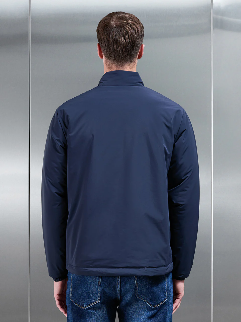 Padded Shell Zip Through Jacket In Navy - Image 6
