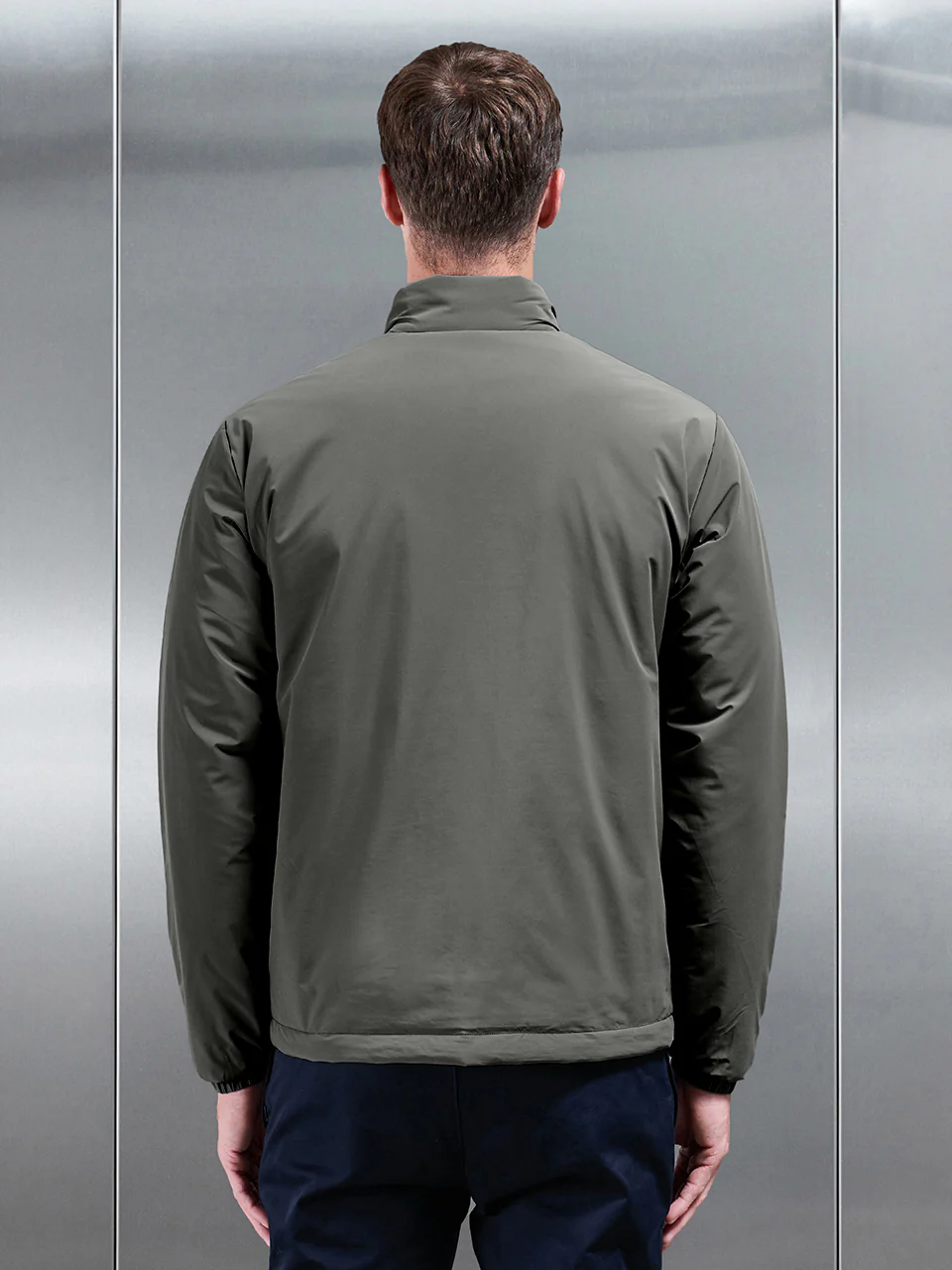 Padded Shell Zip Through Jacket in Olive - Image 5