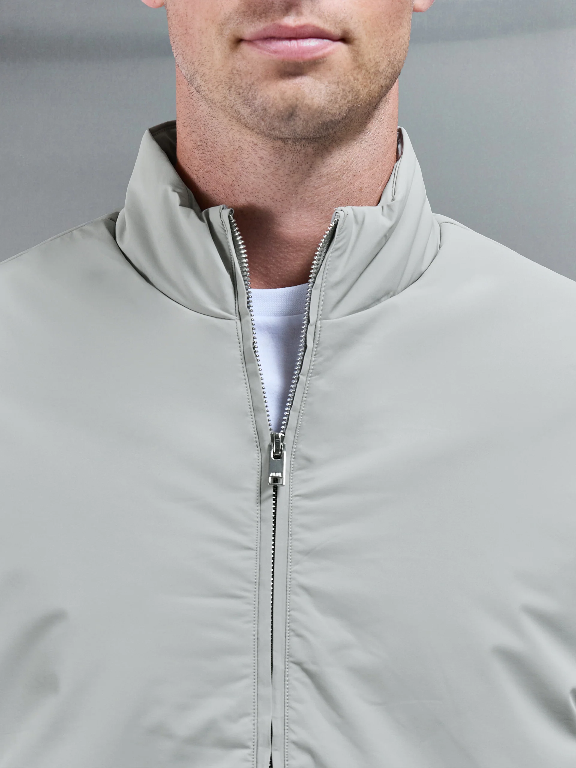 Padded Shell Zip Through Jacket in Stone - Image 3