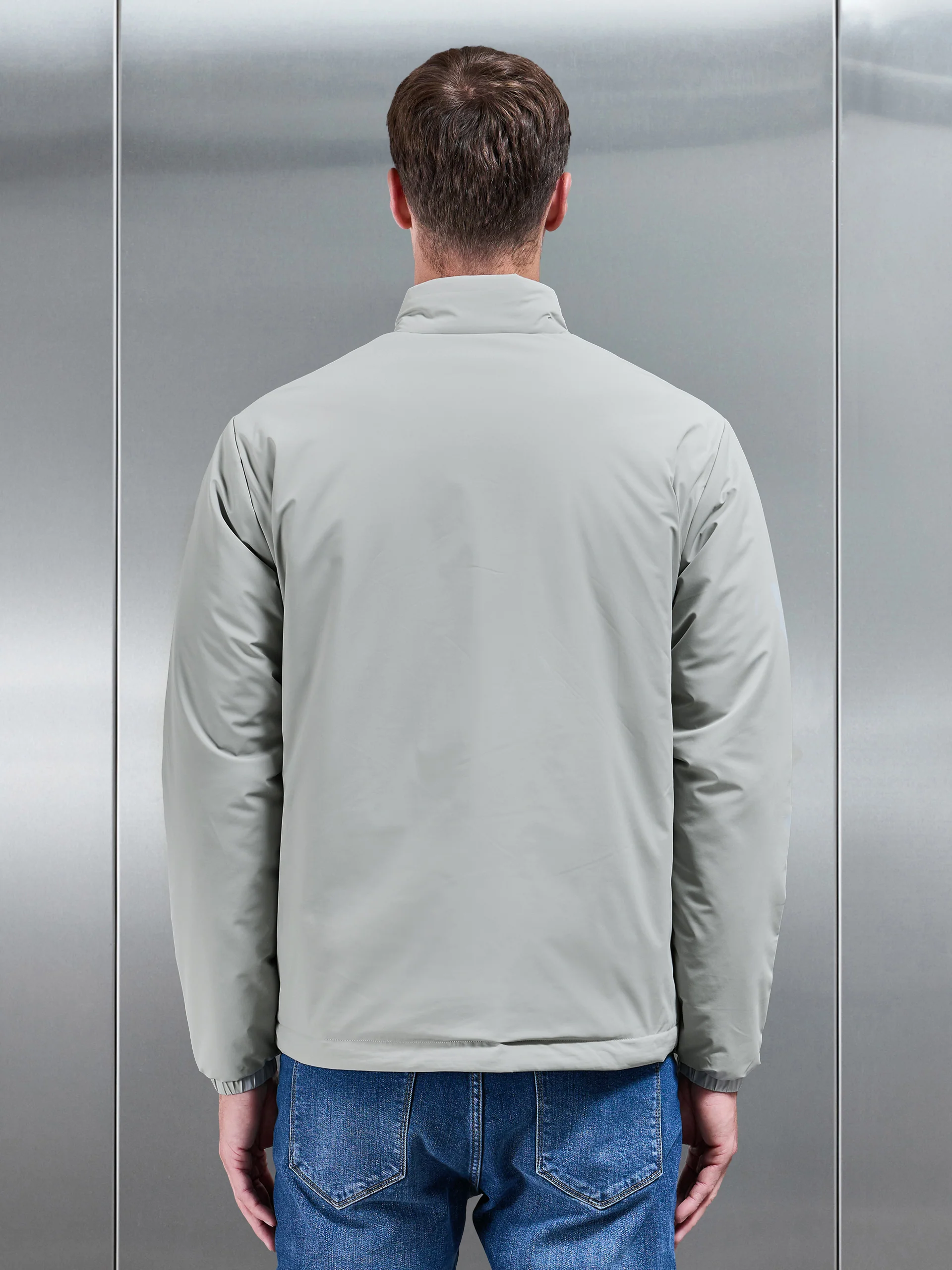 Padded Shell Zip Through Jacket in Stone - Image 5