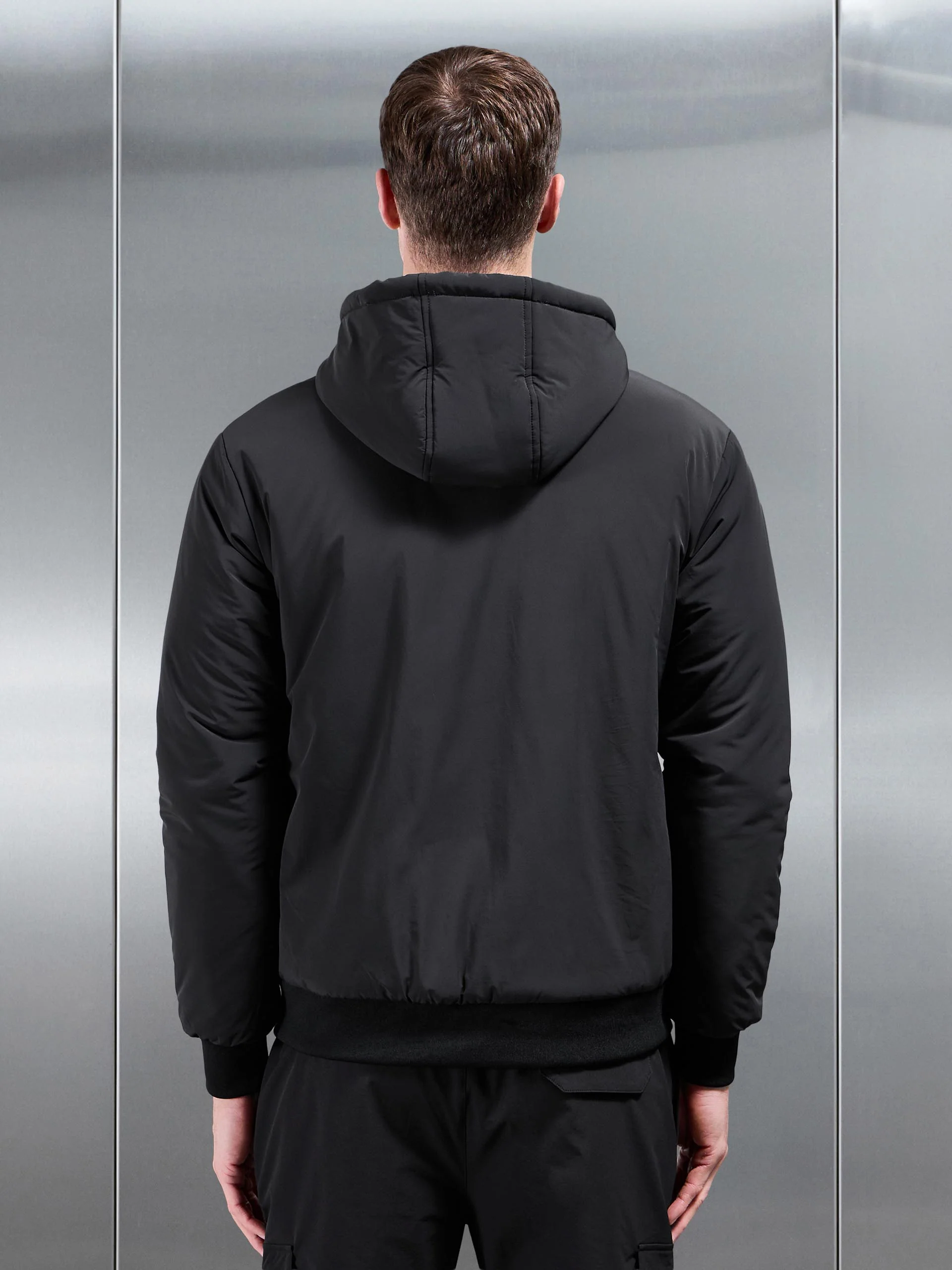 Padded Tonal Windbreaker in Black - Image 3